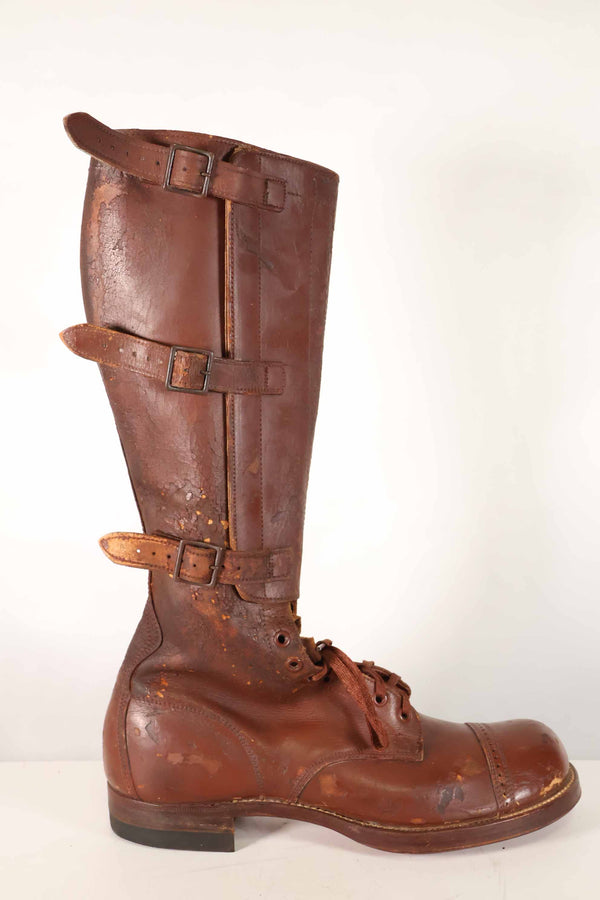 1940's U.S. Army M40 Cavalry Long Boots, 3 buckles, used.