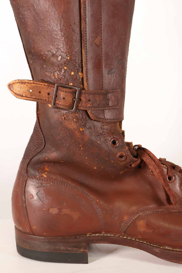 1940's U.S. Army M40 Cavalry Long Boots, 3 buckles, used.