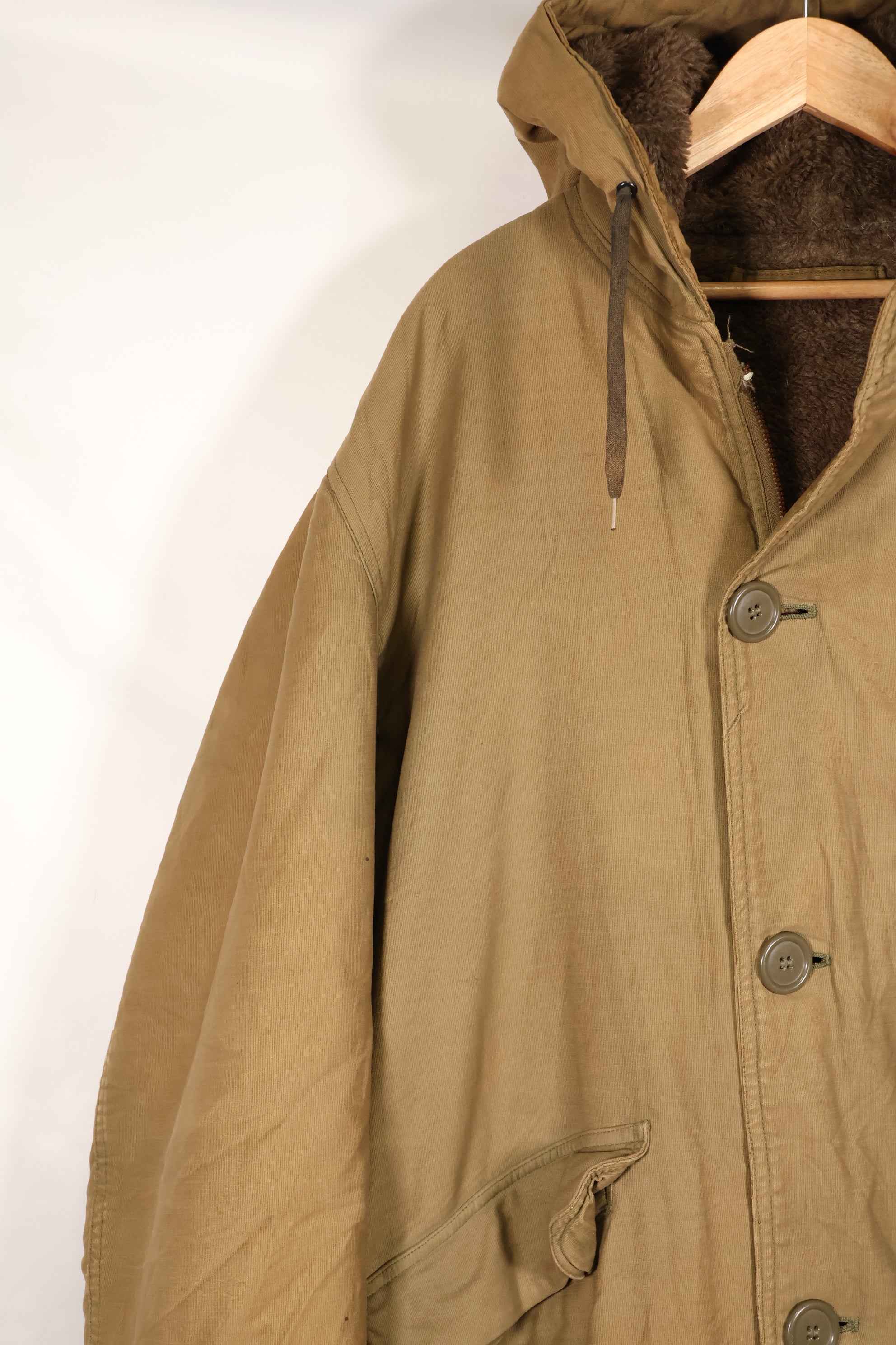 1940s, WWII, U.S. Navy, N-1 Deck Coat, Hooded Jacket, Faded, Stenciled, Used