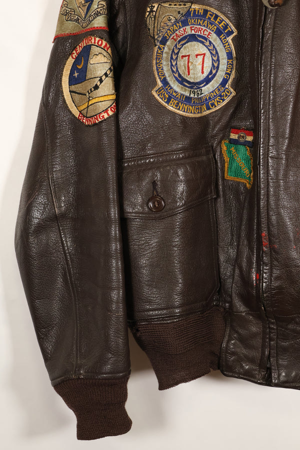 Late 1940s  55J14  U.S. Navy  G-1  Flight Jacket  Very early model  With patches  Rare item