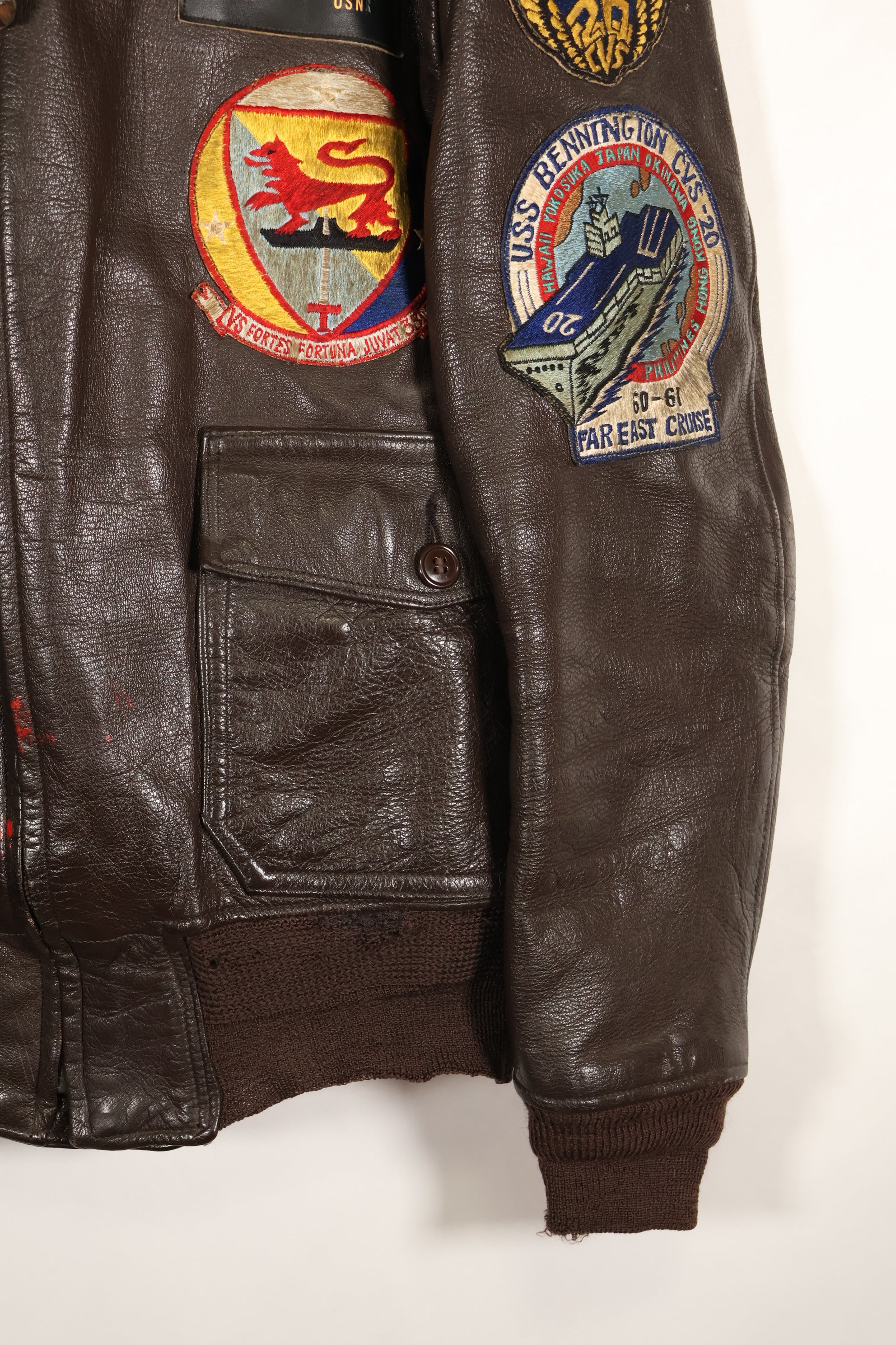 Late 1940s  55J14  U.S. Navy  G-1  Flight Jacket  Very early model  With patches  Rare item
