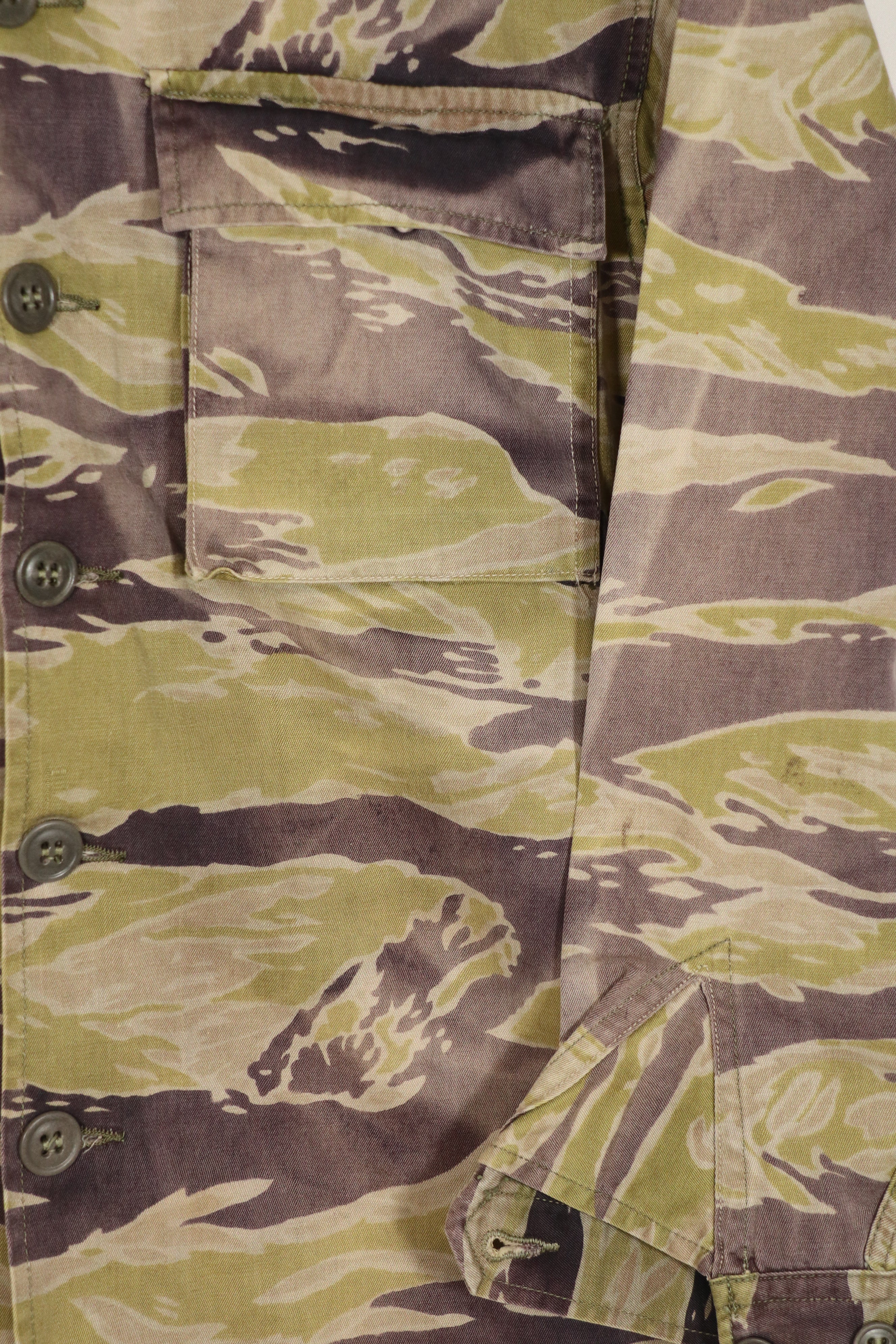 Real heavyweight fabric late war pattern tiger stripe shirt, used.