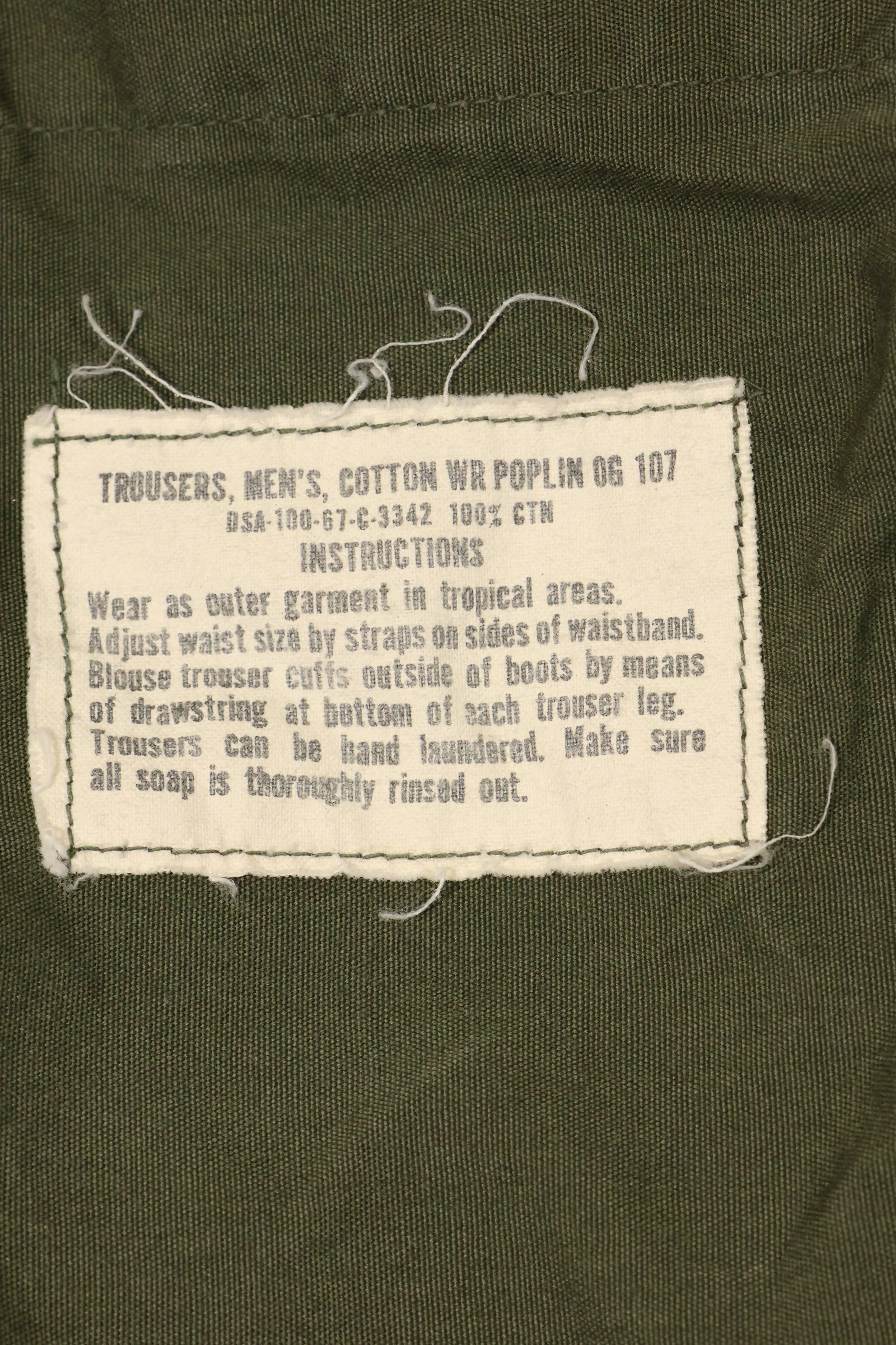 1967 Contract 3rd Model Non Ripstop Jungle Fatigue Pants Size Tag Unreadable Used