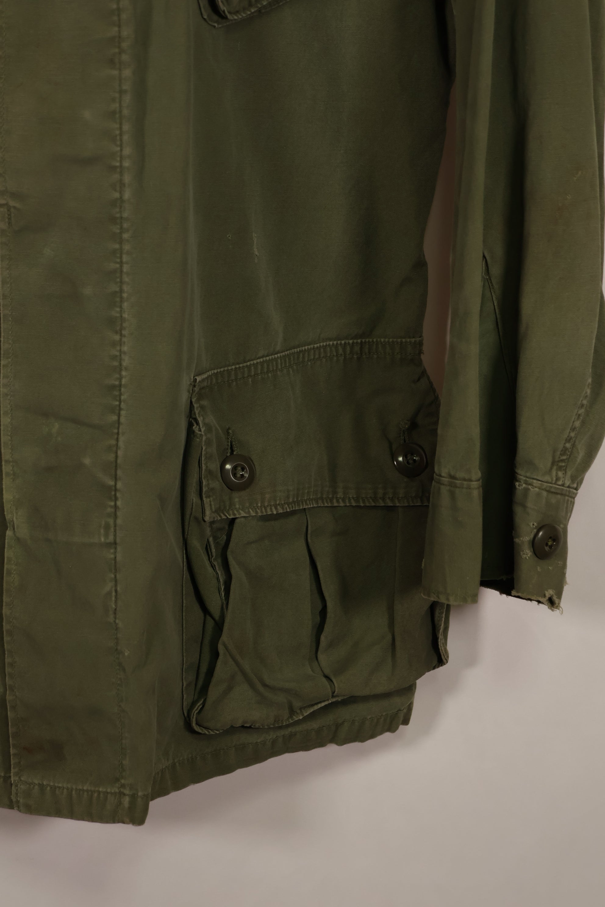 Real 1964 1st Model Jungle Fatigue Jacket, scratches, holes, poor condition.