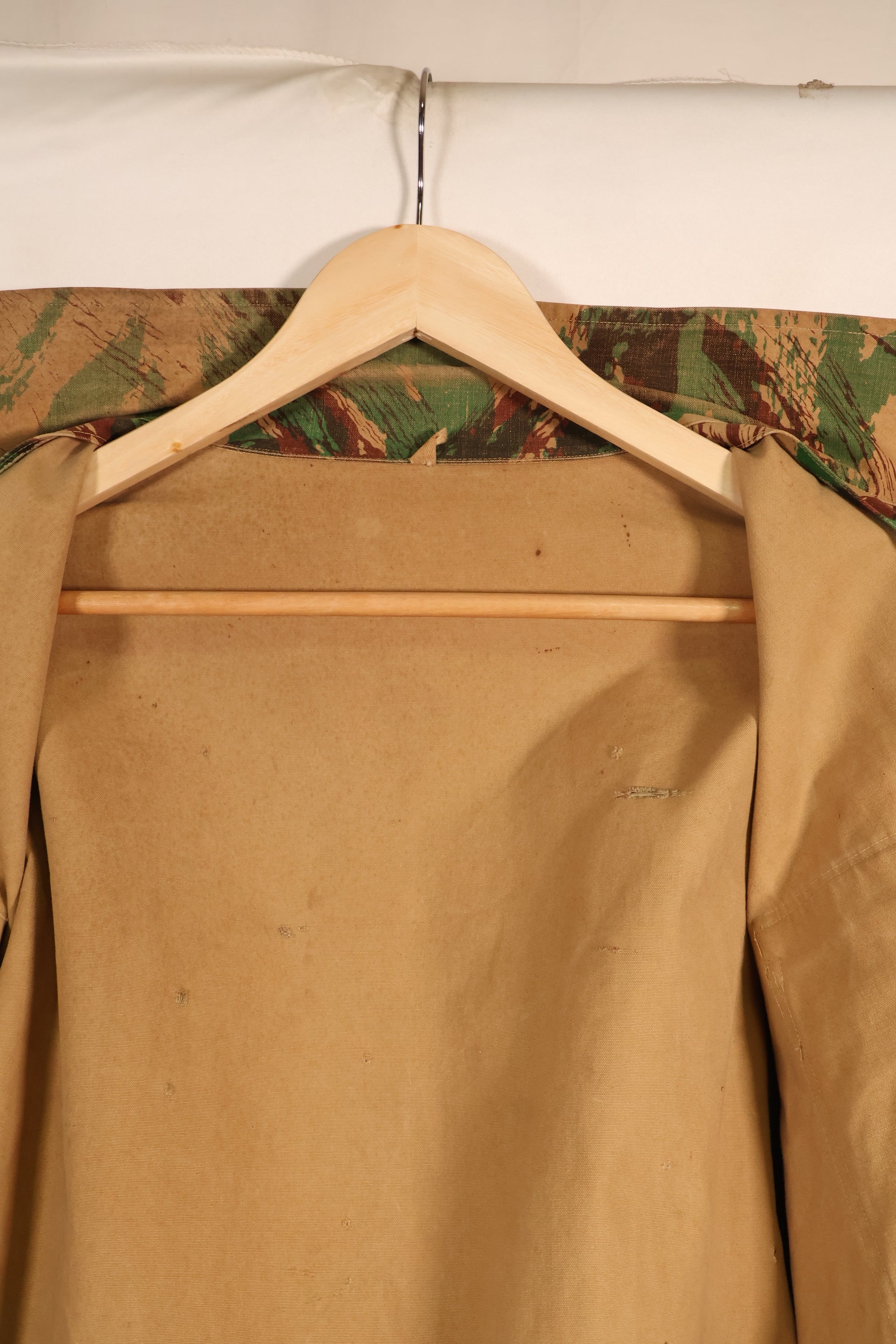 1950s, Indochina War, British Army Battle Dress-style, Lizard Camouflage, made from shelter half fabric, jacket, used