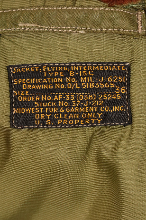 Late 1940s–Early 1950s, U.S. Air Force, B-15C Flight Jacket, Rare Green Version, Used