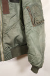 1950s, estimated size 40–42, U.S. Air Force B-15D flight jacket, modified with shearling, includes patches, used