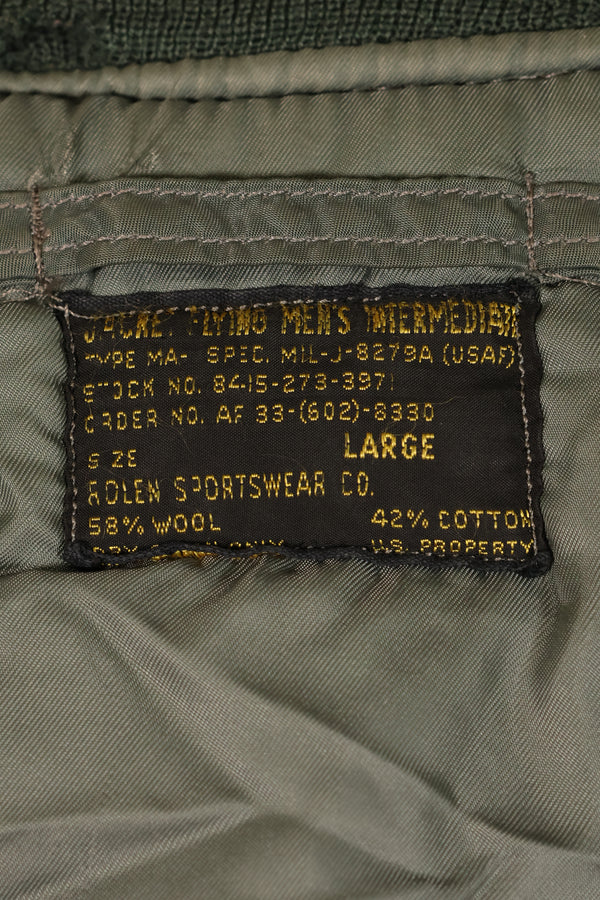 1950s LARGE U.S. Air Force Early Model MA-1 Flight Jacket, Intermediate, Used, Grade B