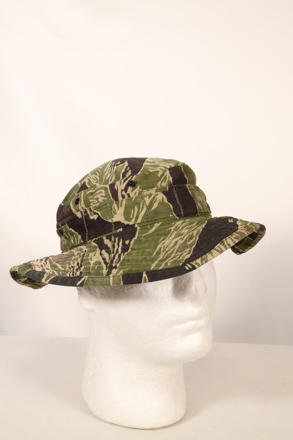Mid-1960s Okinawa Tiger Pattern CISO Cut Tiger Stripe Booney Hat Size S Used