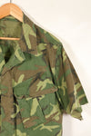 Estimated circa 1966–67; Estimated S-R; Early print; ERDL leaf camouflage; No rip; Fatigue jacket; Short sleeves; Used
