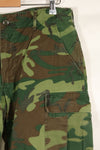 1969 Contract M-S Ripstop ERDL Camouflage Jungle Fatigue Pants, faded, used.