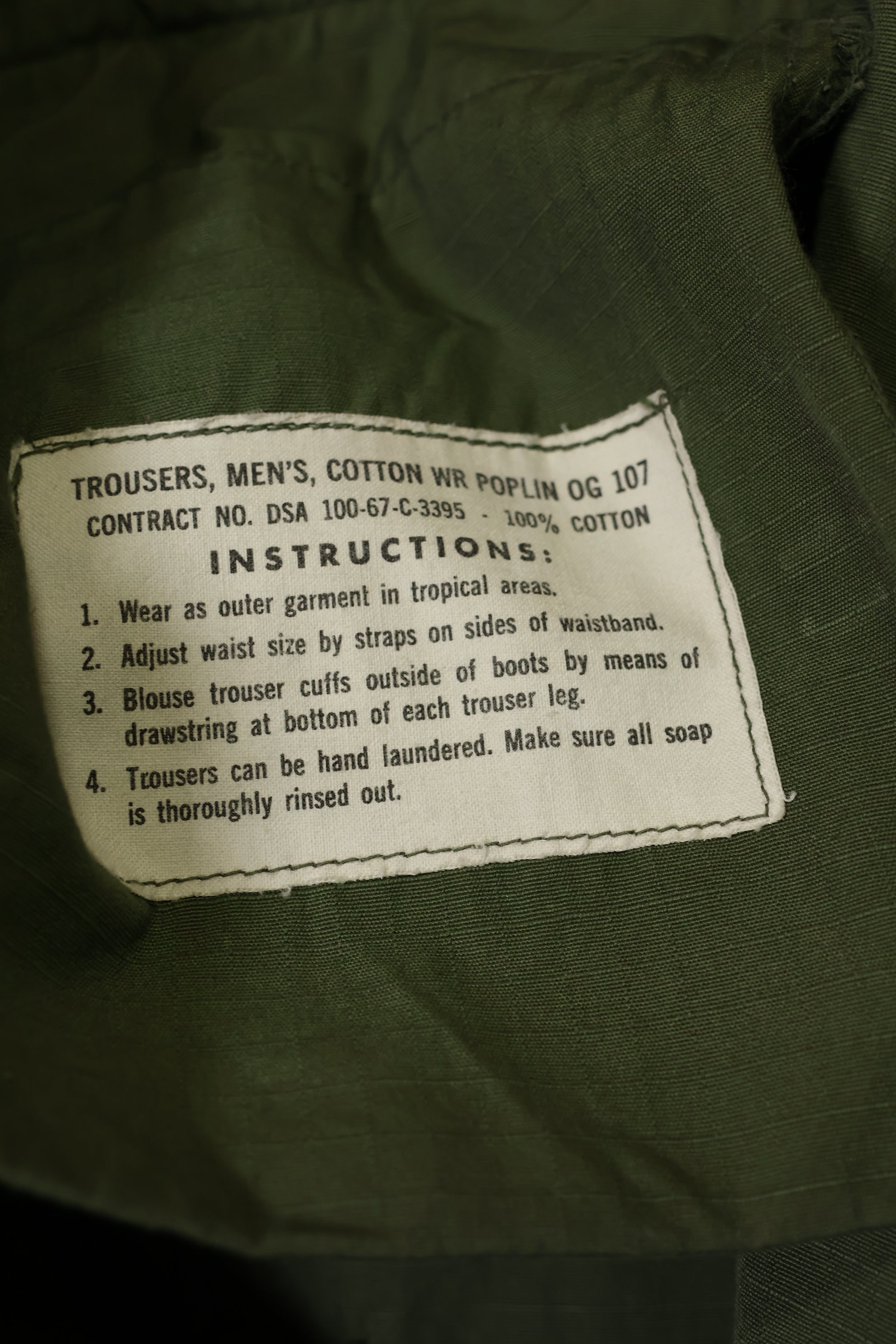 1967 Contract 4th Model Ripstop Jungle Fatigue Pants L-L Used