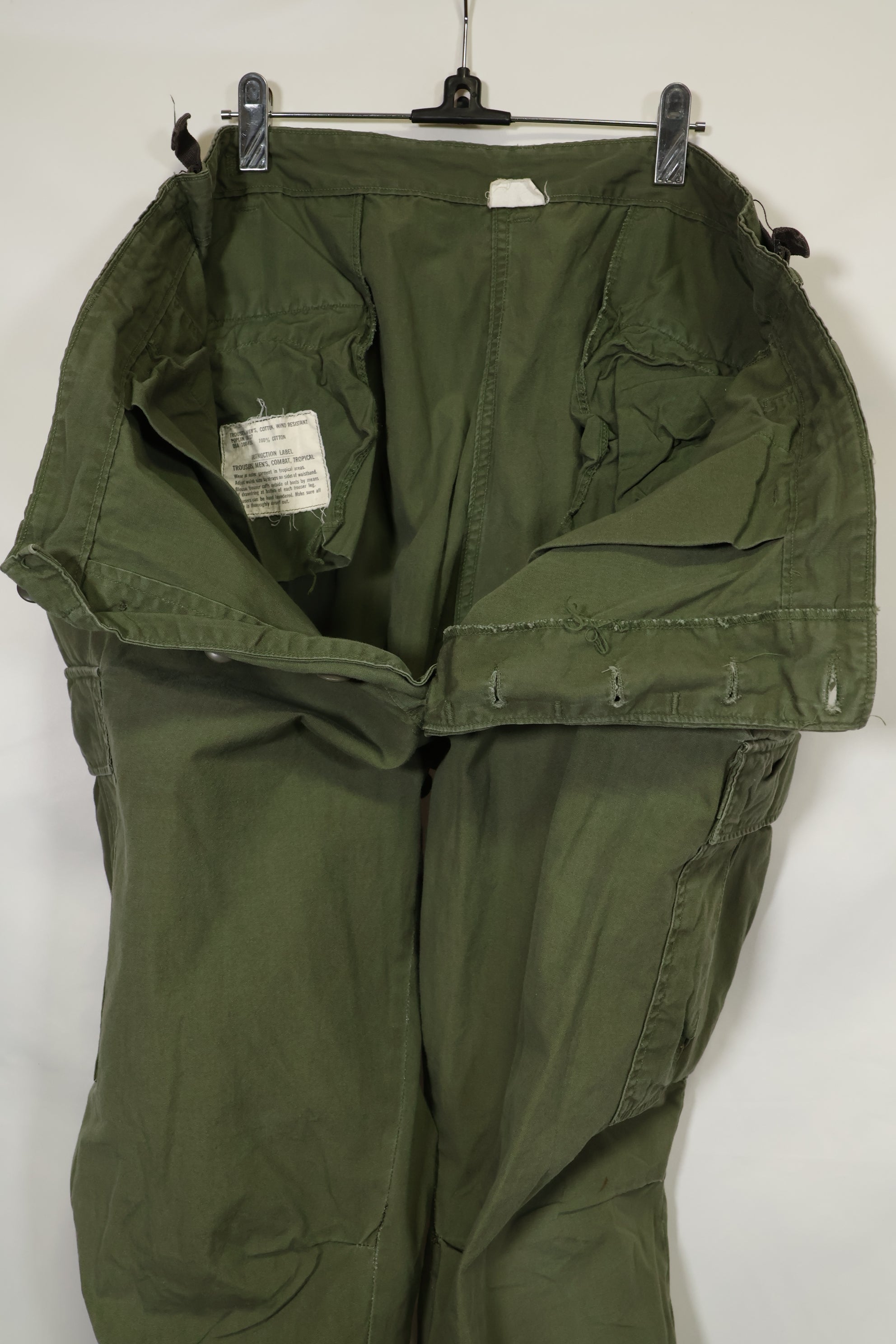 Estimated 1967 Contract 3rd Model Non Ripstop Jungle Fatigue Pants X-L-R Used