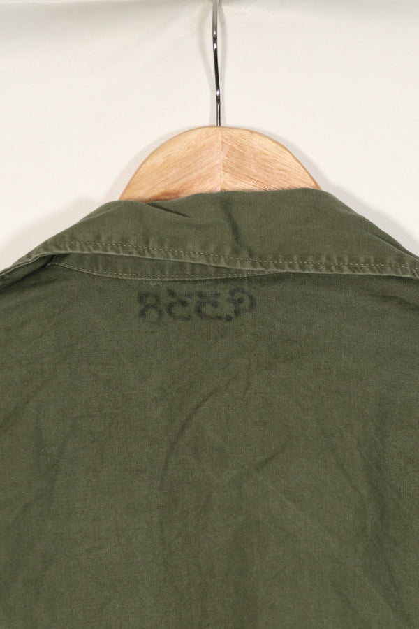 Real U.S. Army OG-107 PX utility shirt made by Poplin, used, patch retrofitted.