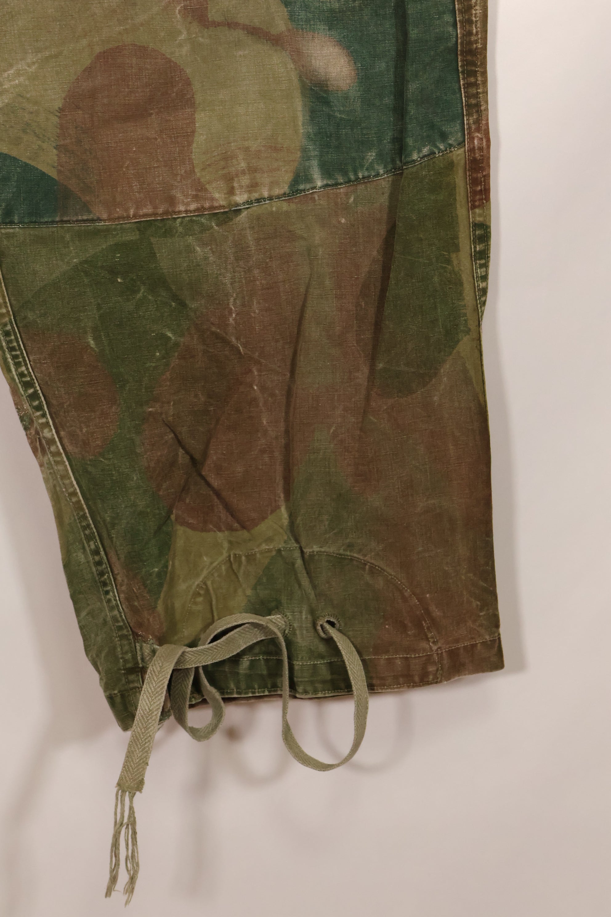 1956 Belgian Army Brushstroke camouflage airborne pants, used, faded.