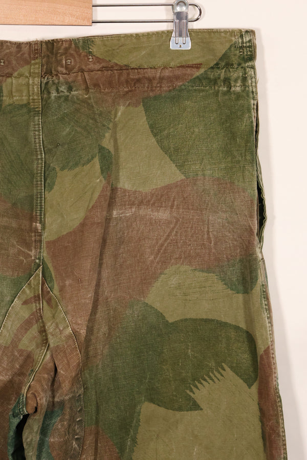1956 Belgian Army Brushstroke camouflage airborne pants, used, faded.