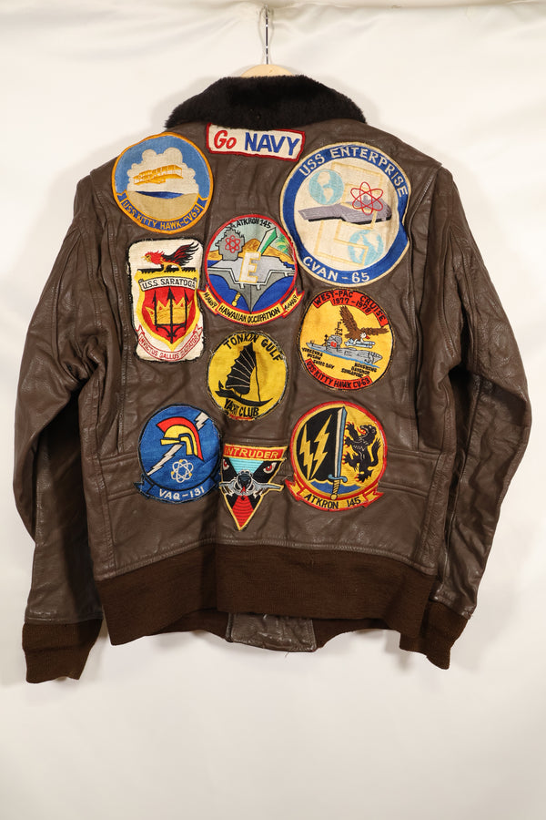 1977 Contract US Navy G-1 Flight Jacket with patches, size 40, good condition.
