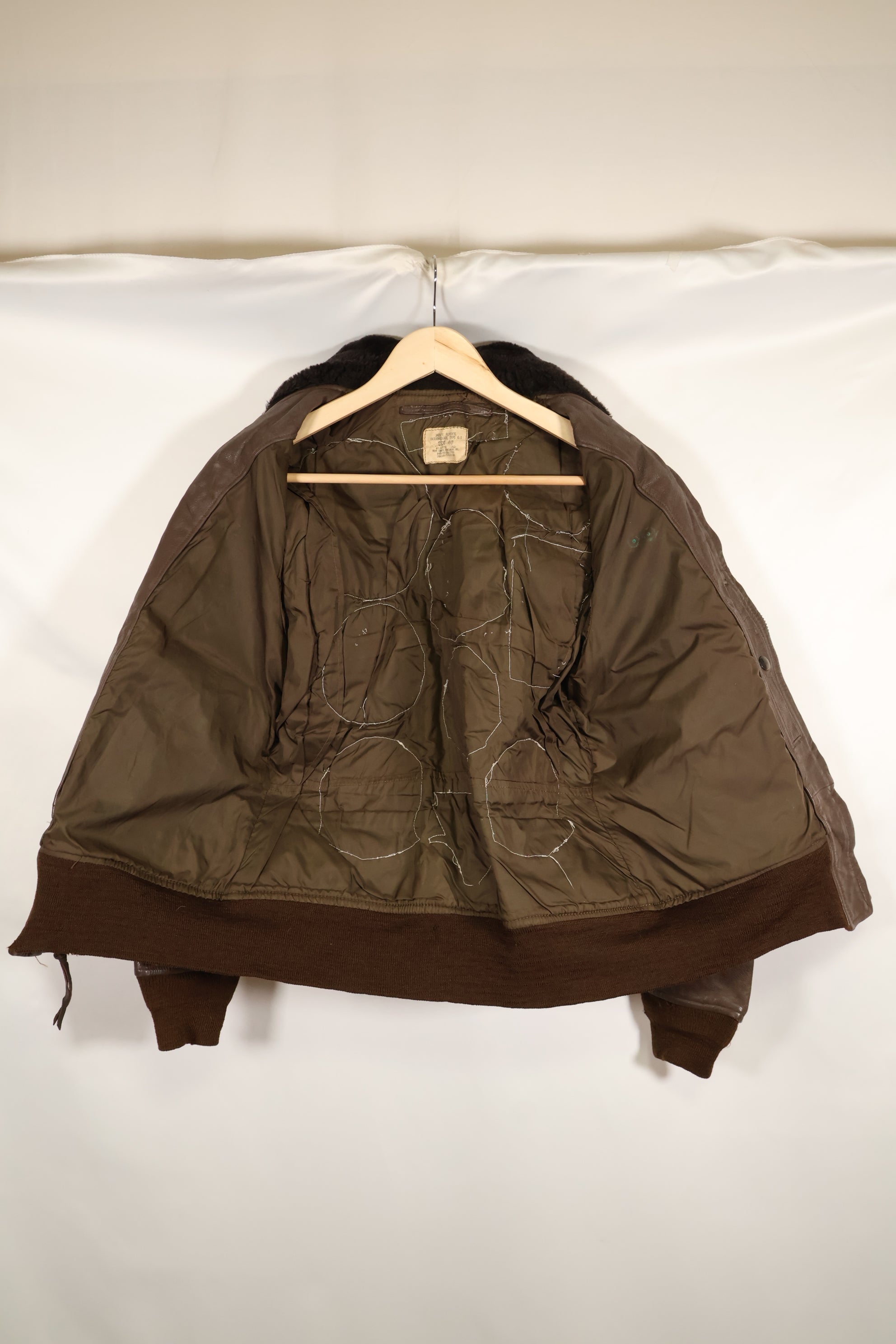 1977 Contract US Navy G-1 Flight Jacket with patches, size 40, good condition.