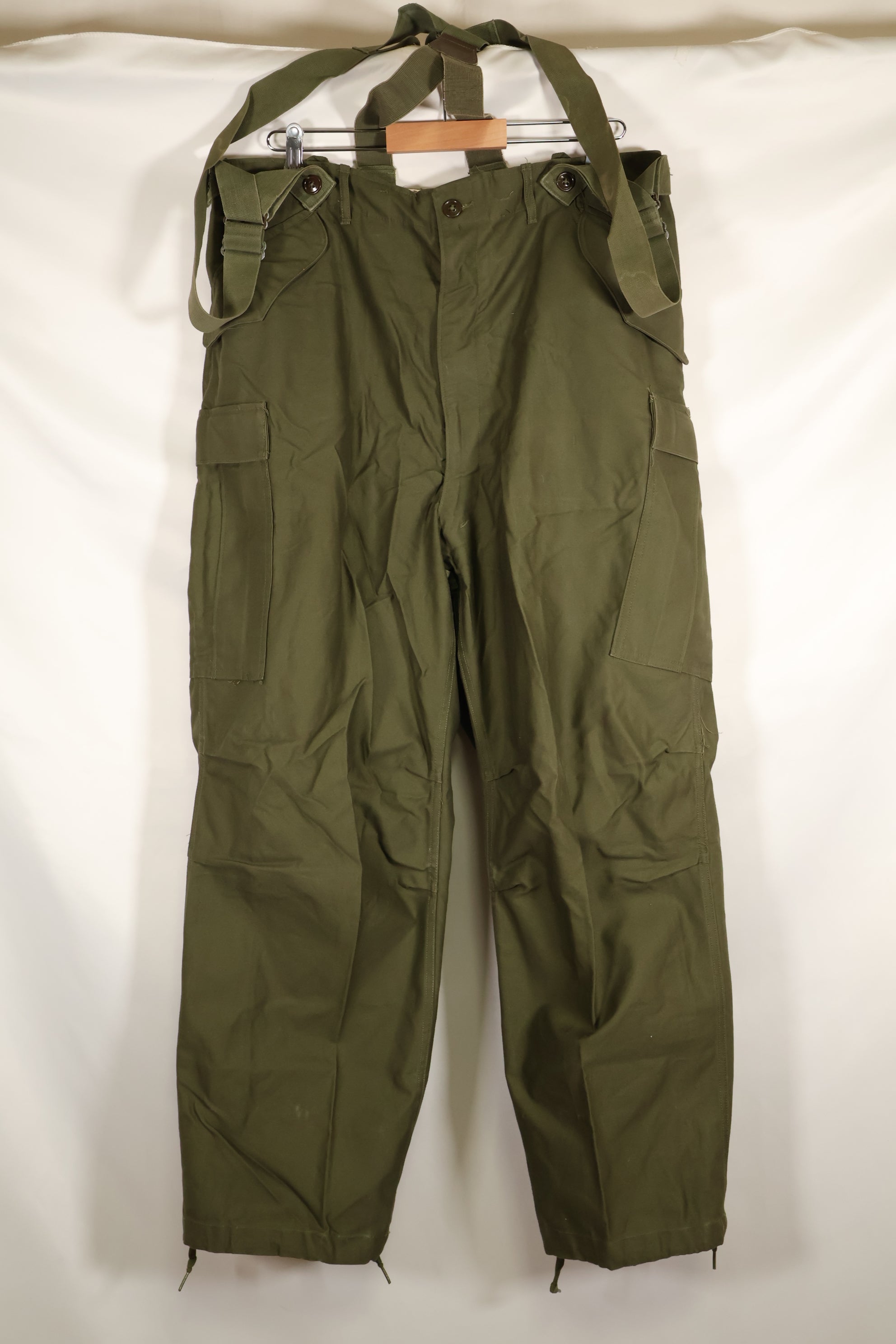 1951 Contract L-R M51 Cotton Field Pants with suspenders, used.