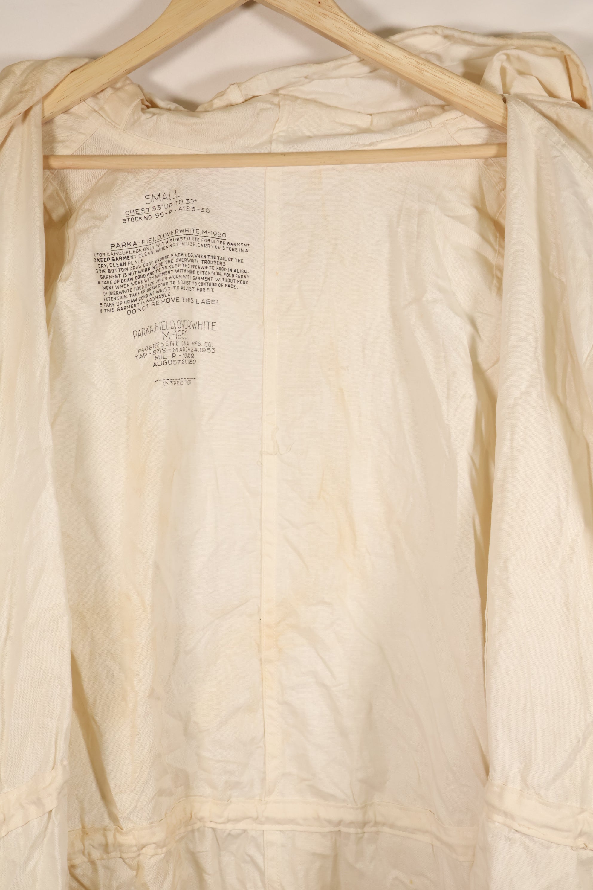 1953 Contract, SMALL, M-1950, Snow Parka, Virtually Unused, Snow Camo　