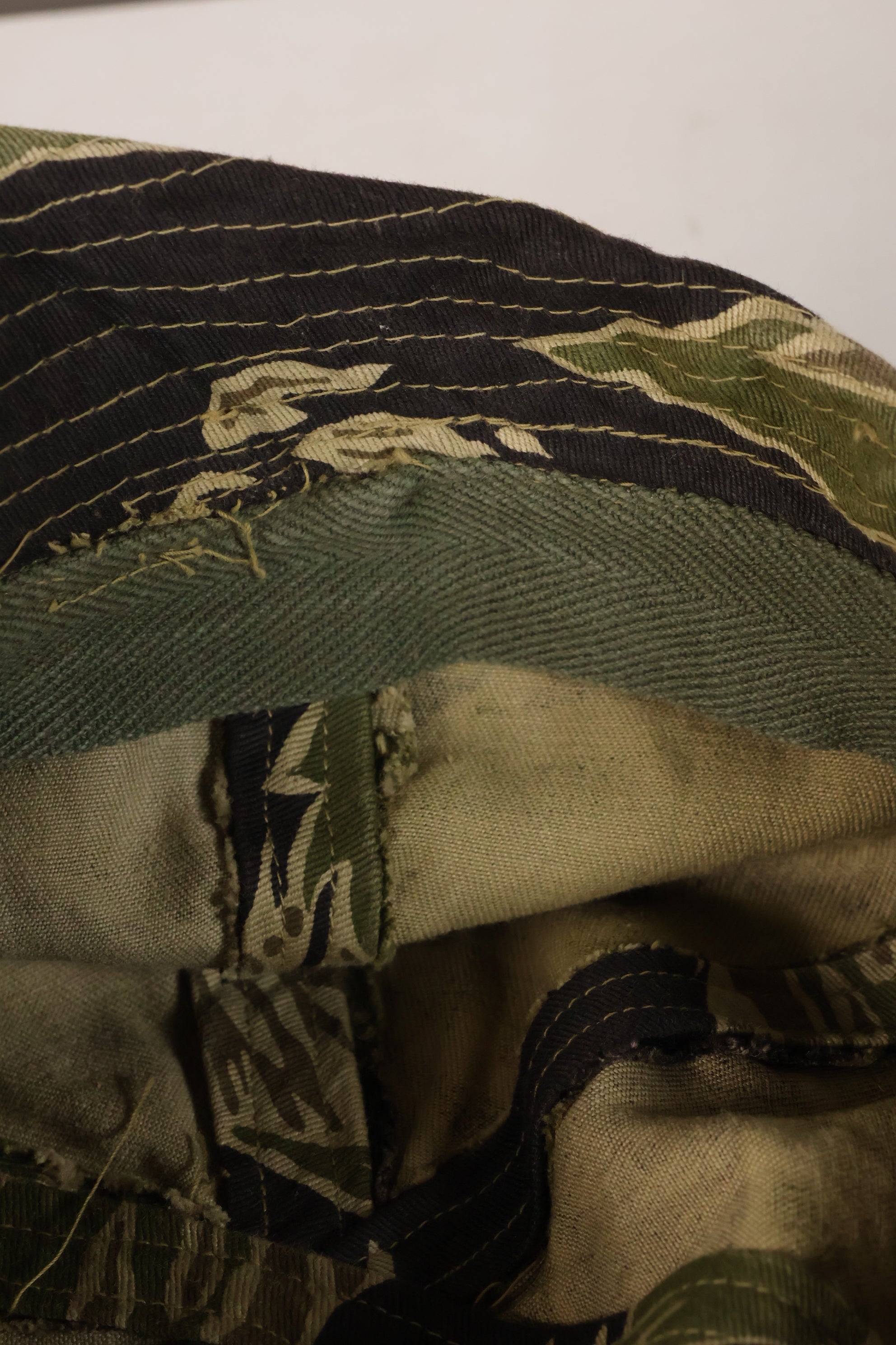 1960s Okinawa Tiger Pattern Locally Made Fishing Hat, Used