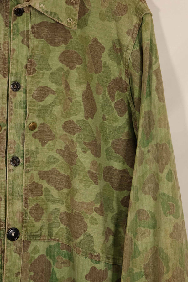 Real 1940s WWII U.S. Marine Corps P44 Frogskin Camouflage Jacket, used.