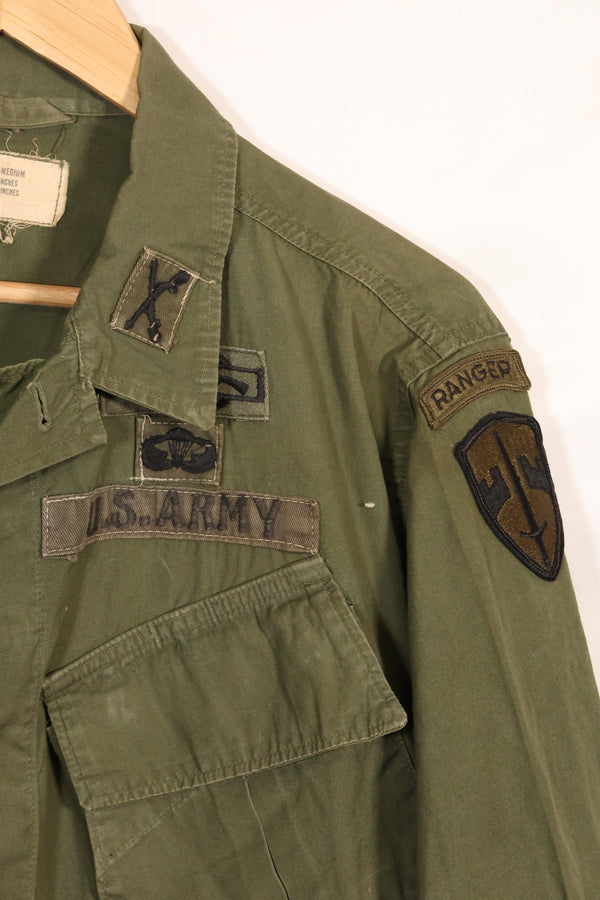 Circa 1965 M-R 2nd Model Jungle Fatigue Jacket, first attached, with patches, famous division, used.
