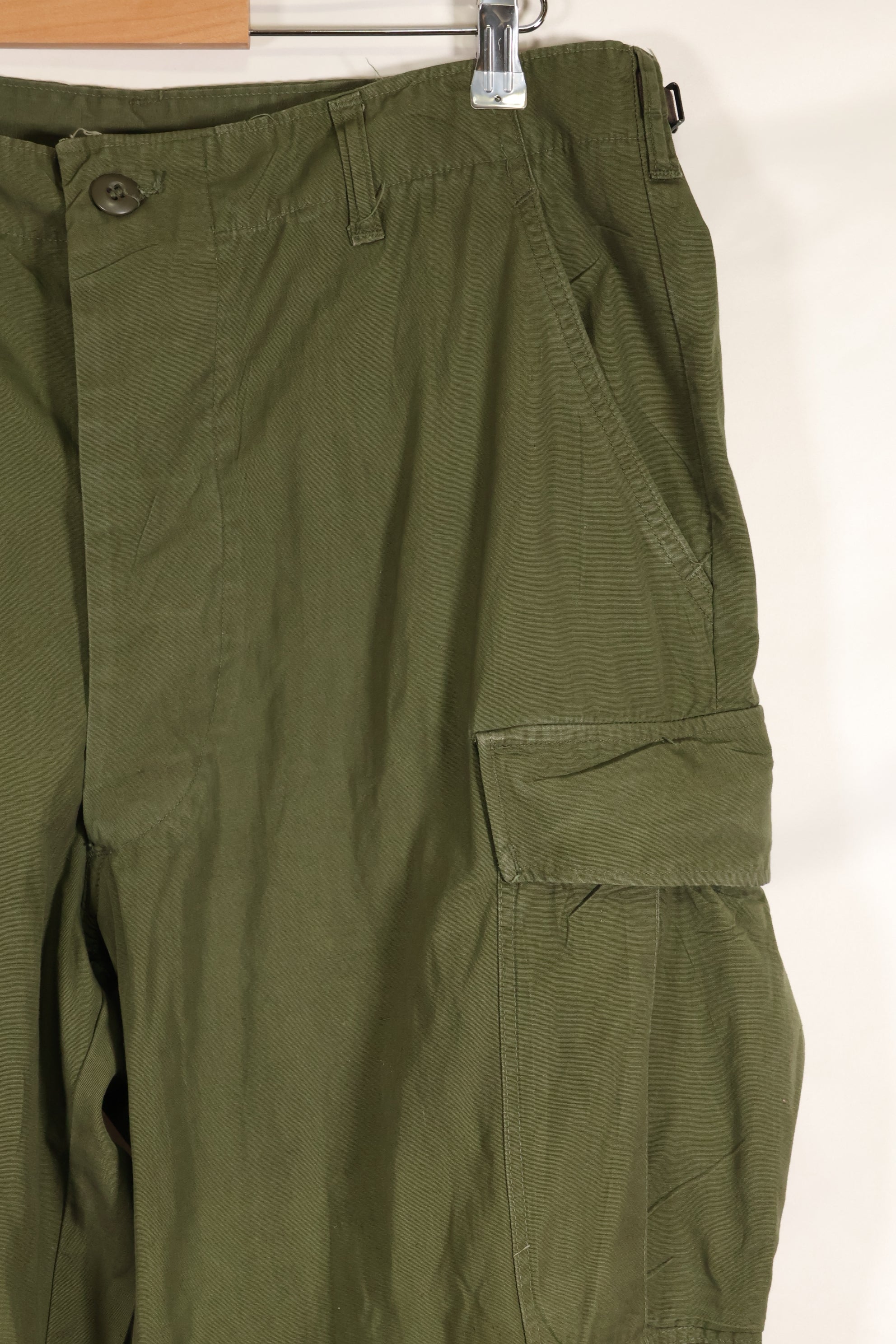Circa 1967 L-R Non Rip 3rd Model Jungle Fatigue Pants, good condition, used.