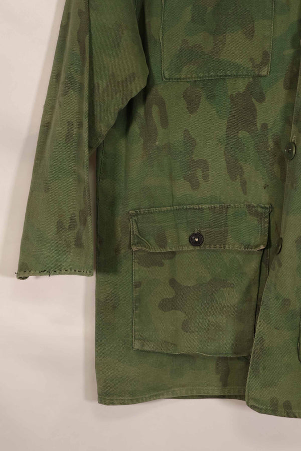 Real 1960s ARVN locally made camouflage shirt, worn, used.