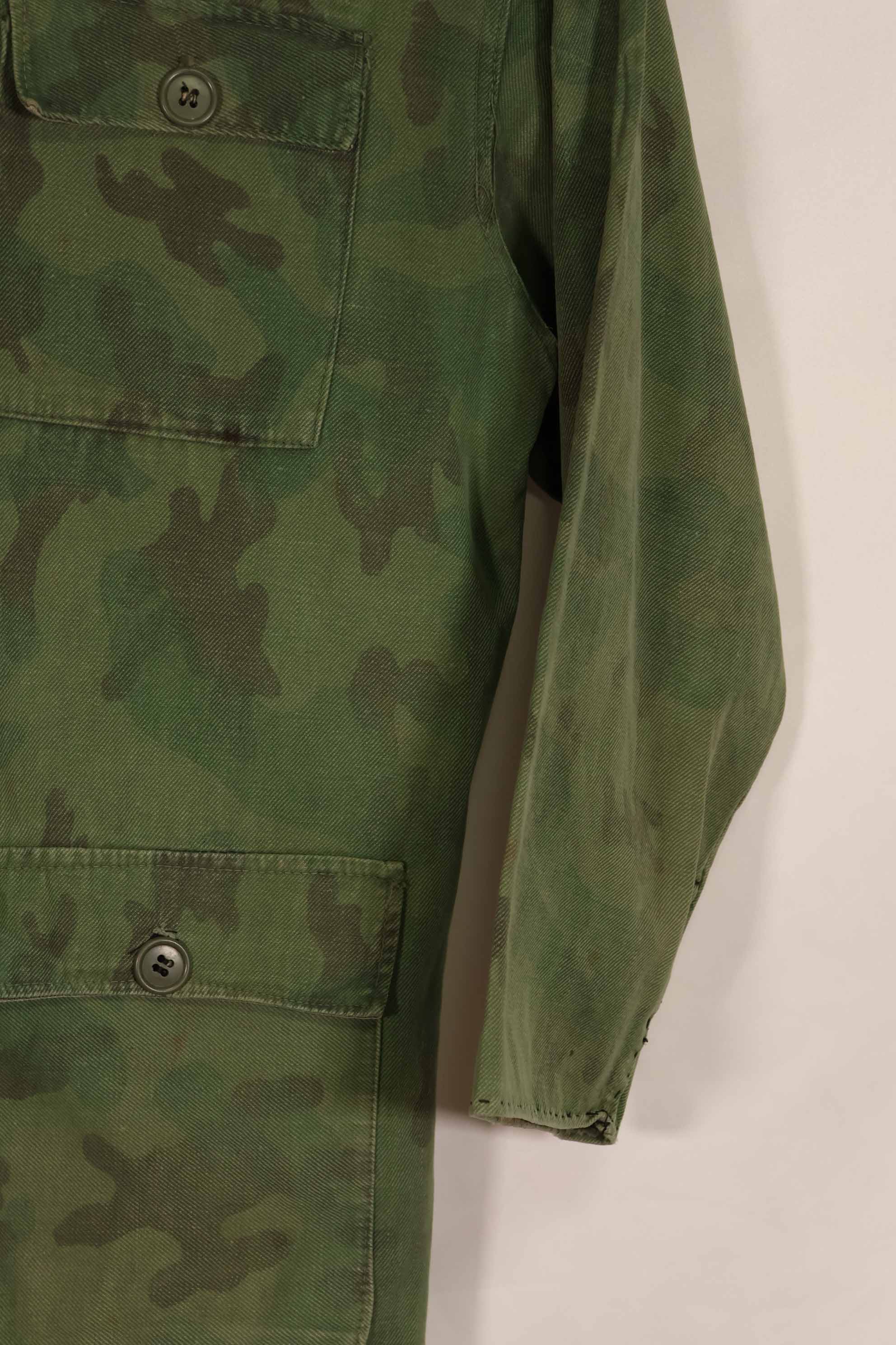 Real 1960s ARVN locally made camouflage shirt, worn, used.