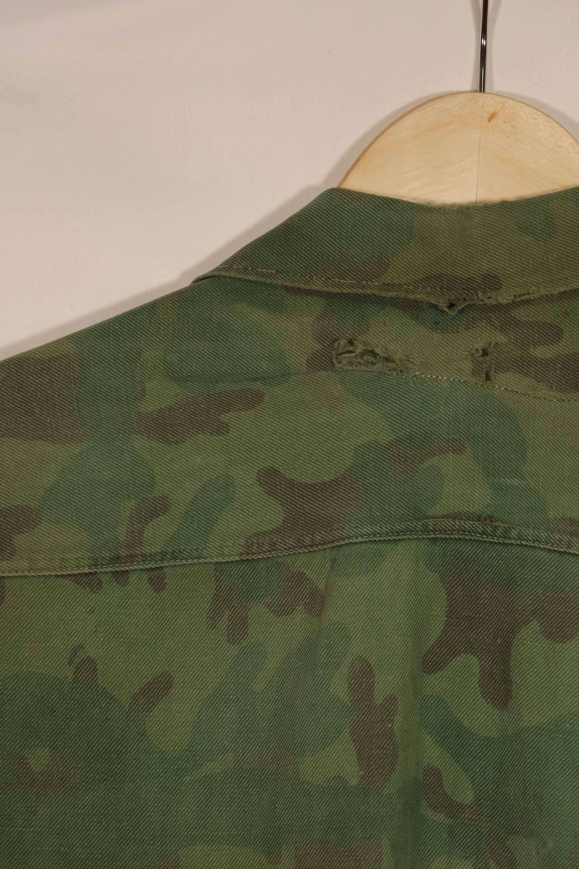 Real 1960s ARVN locally made camouflage shirt, worn, used.