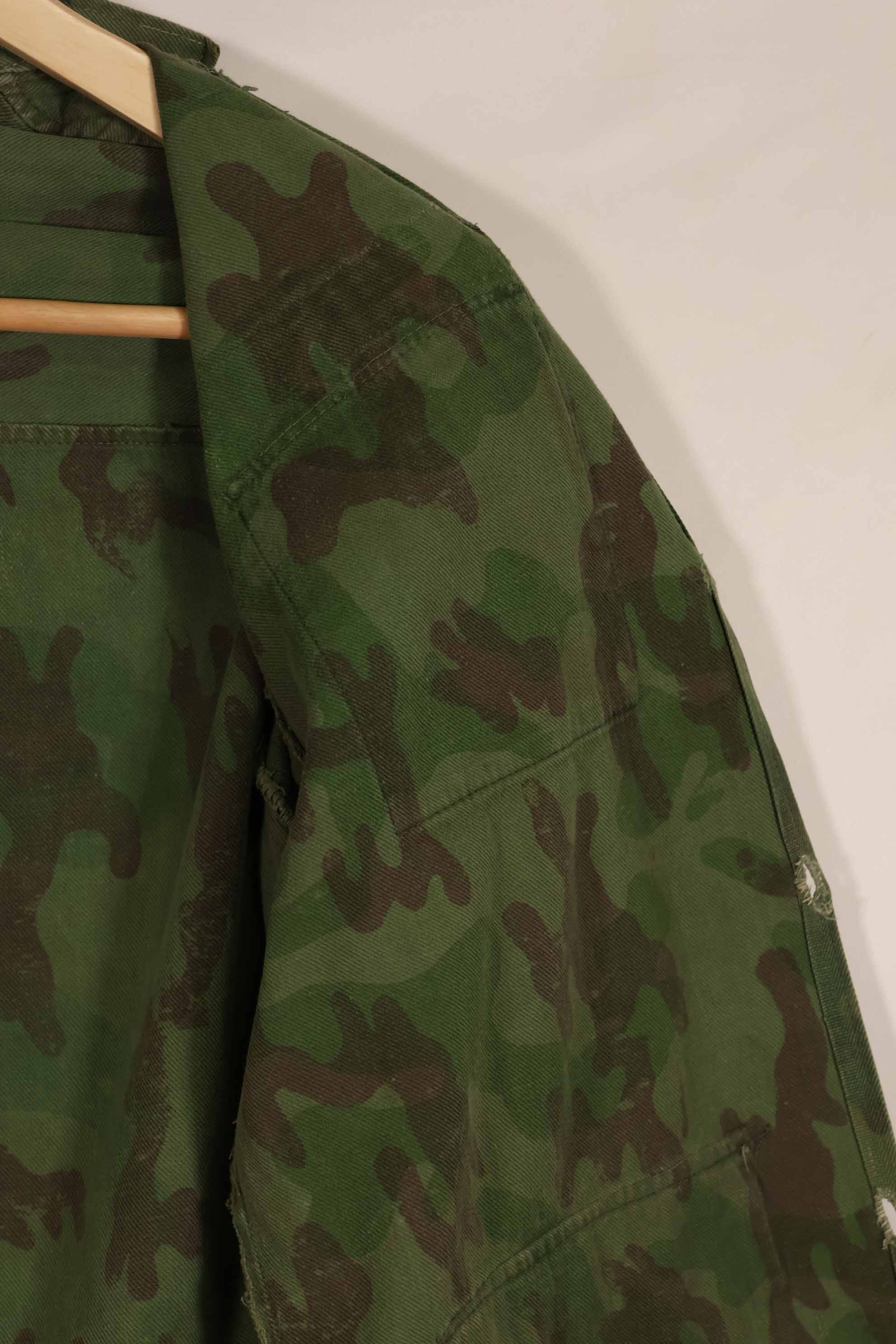 Real 1960s ARVN locally made camouflage shirt, worn, used.