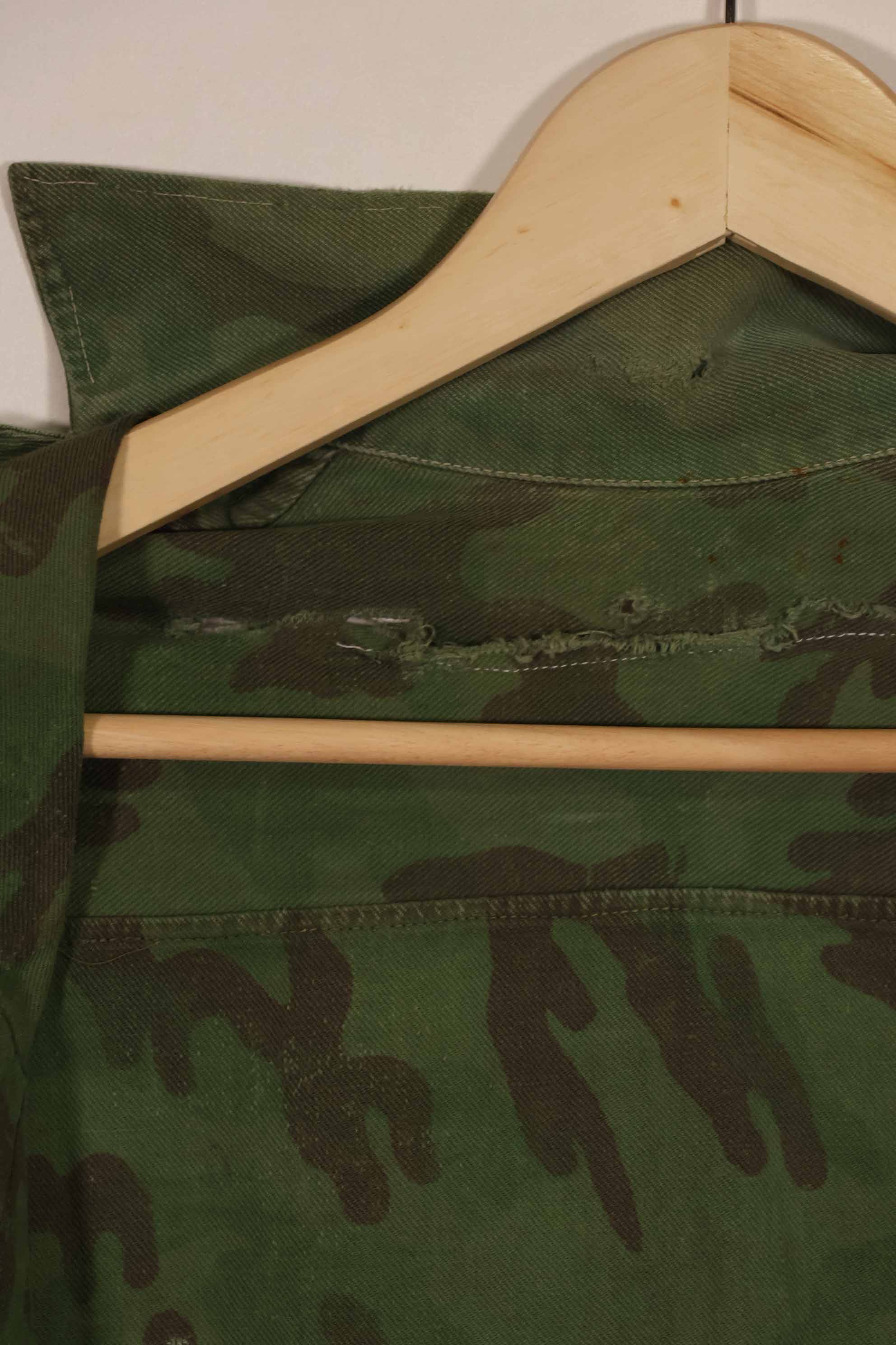 Real 1960s ARVN locally made camouflage shirt, worn, used.