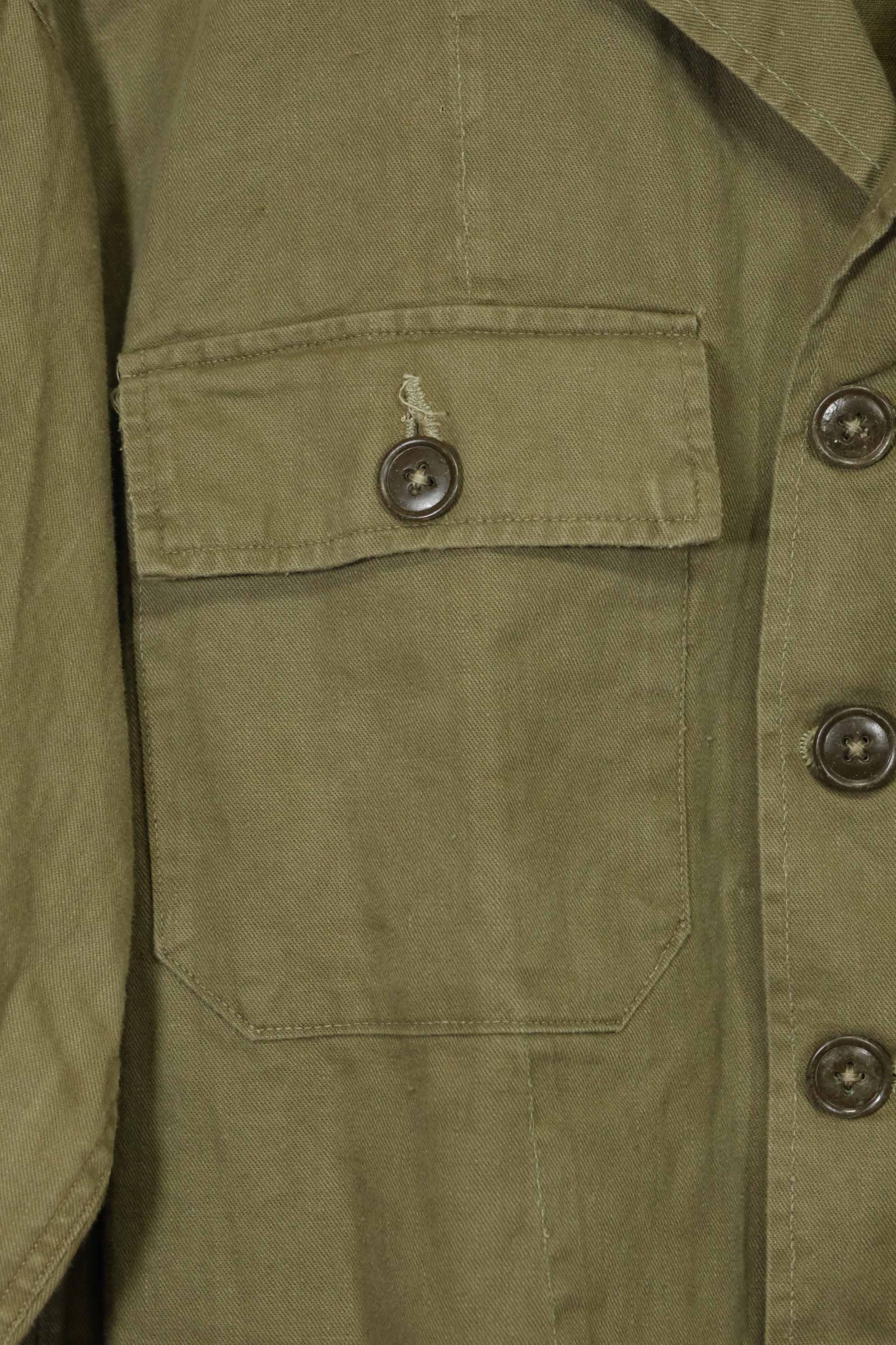 1960s, presumably made in Japan, local made OG-107 utility shirt, used.