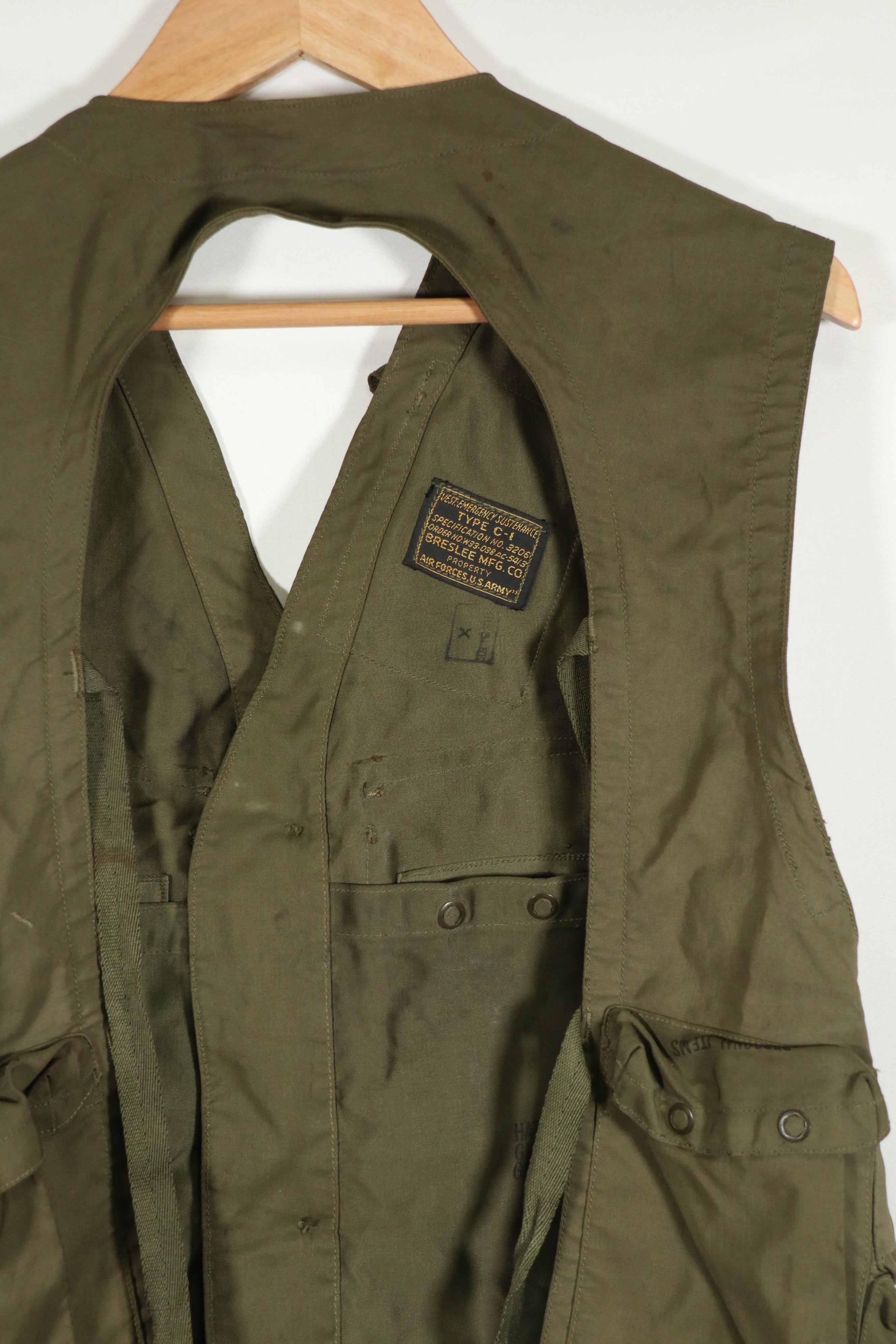 Real 1940s U.S. Army Air Force AAF C-1 Survival Vest, used.