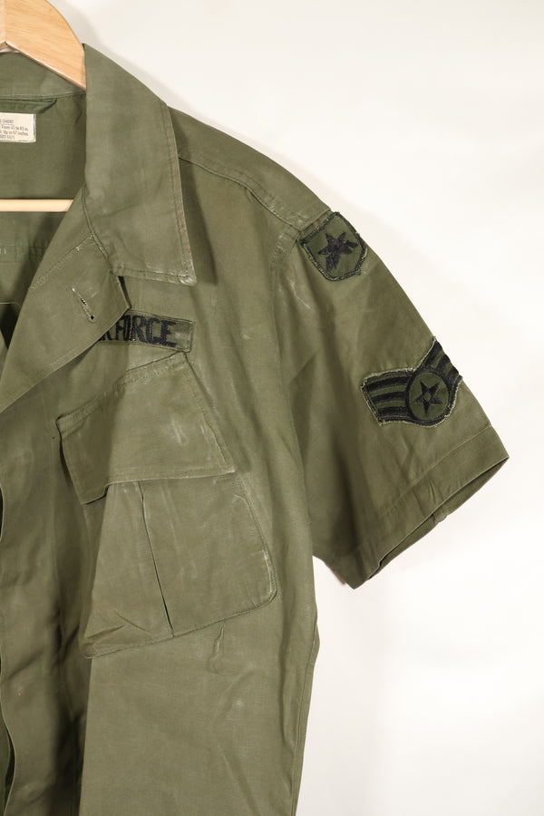 Circa 1967 L-S USAF Air Police 3rd Model Jungle Fatigue Jacket Short Sleeve Custom Used