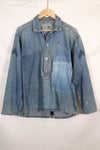 1930s U.S. Army denim pullover shirt, 3 buttons, used.
