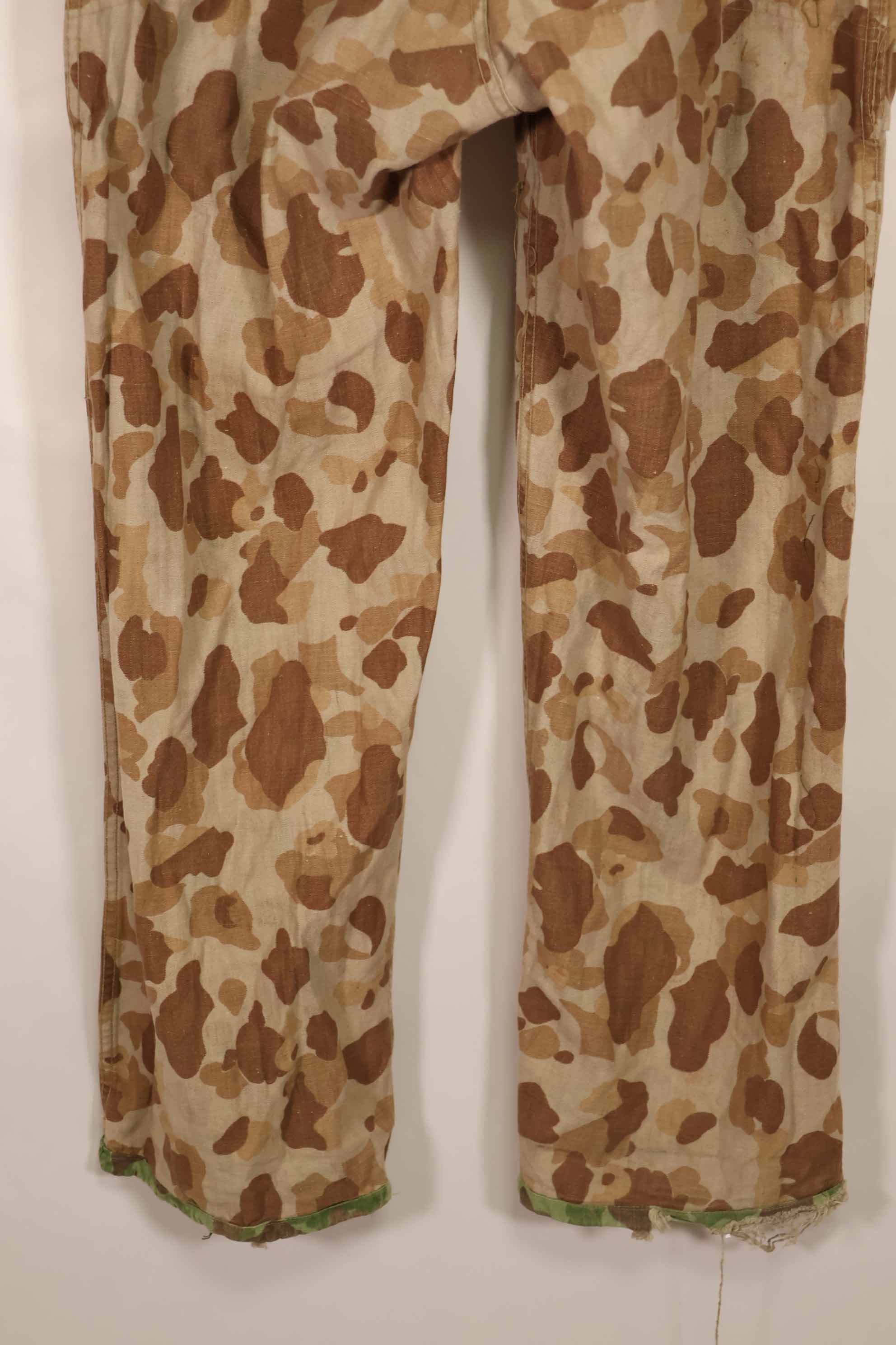 Real 1940s WWII U.S. Marine Corps P44 grogskin camouflage pants, used.