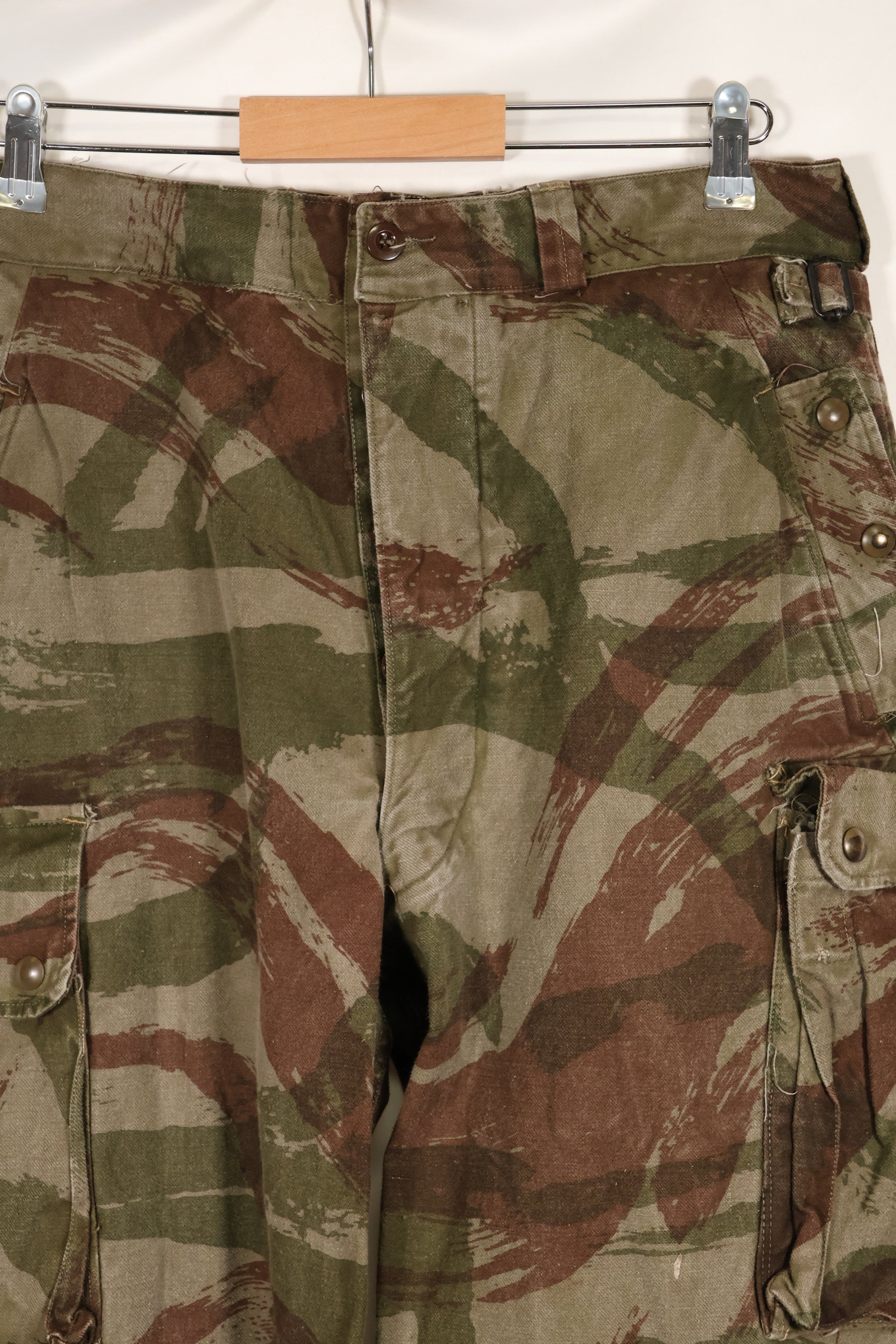 1950s-60s French Army TAP 47/53 pattern lizard camouflage pants, used.