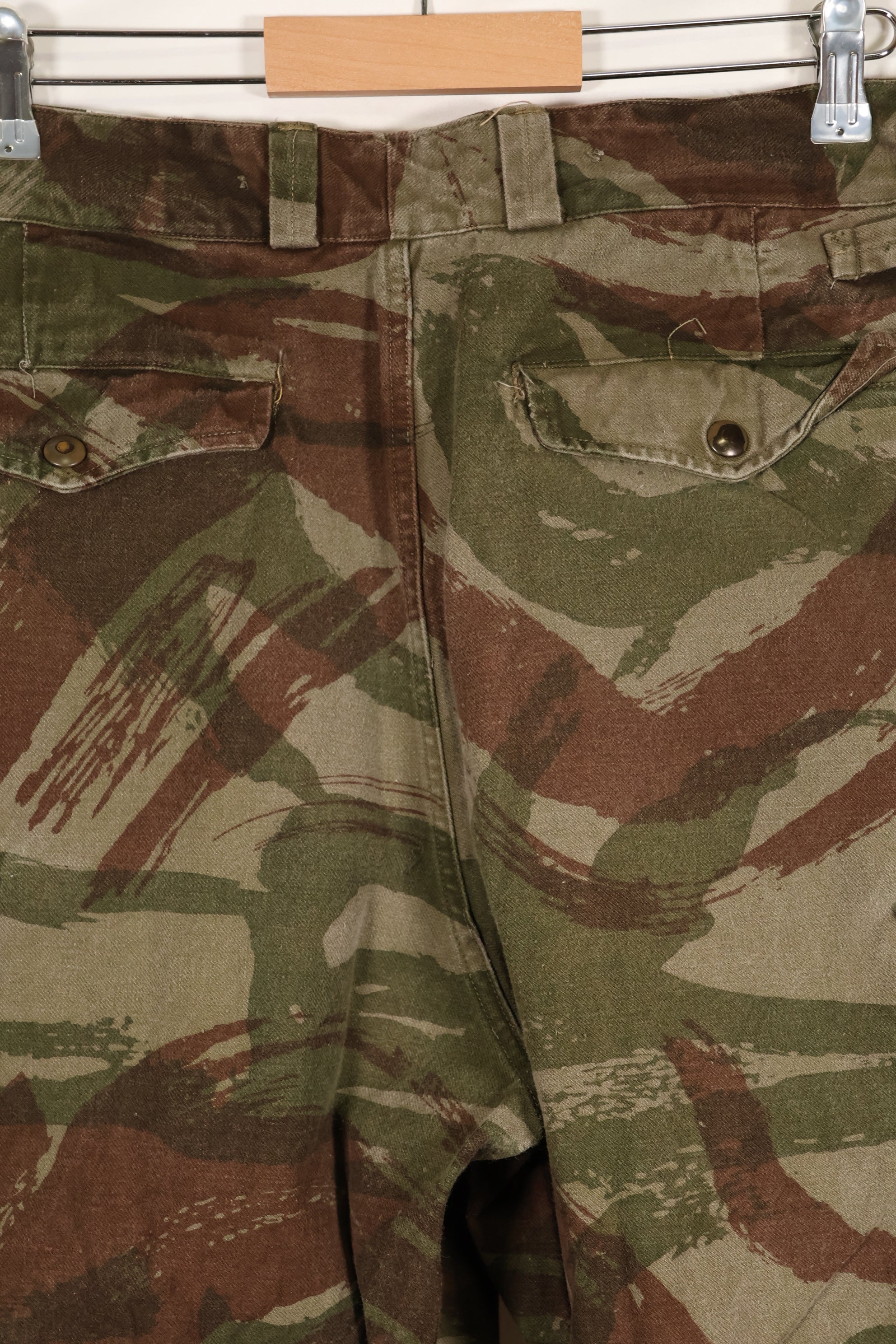 1950s-60s French Army TAP 47/53 pattern lizard camouflage pants, used.