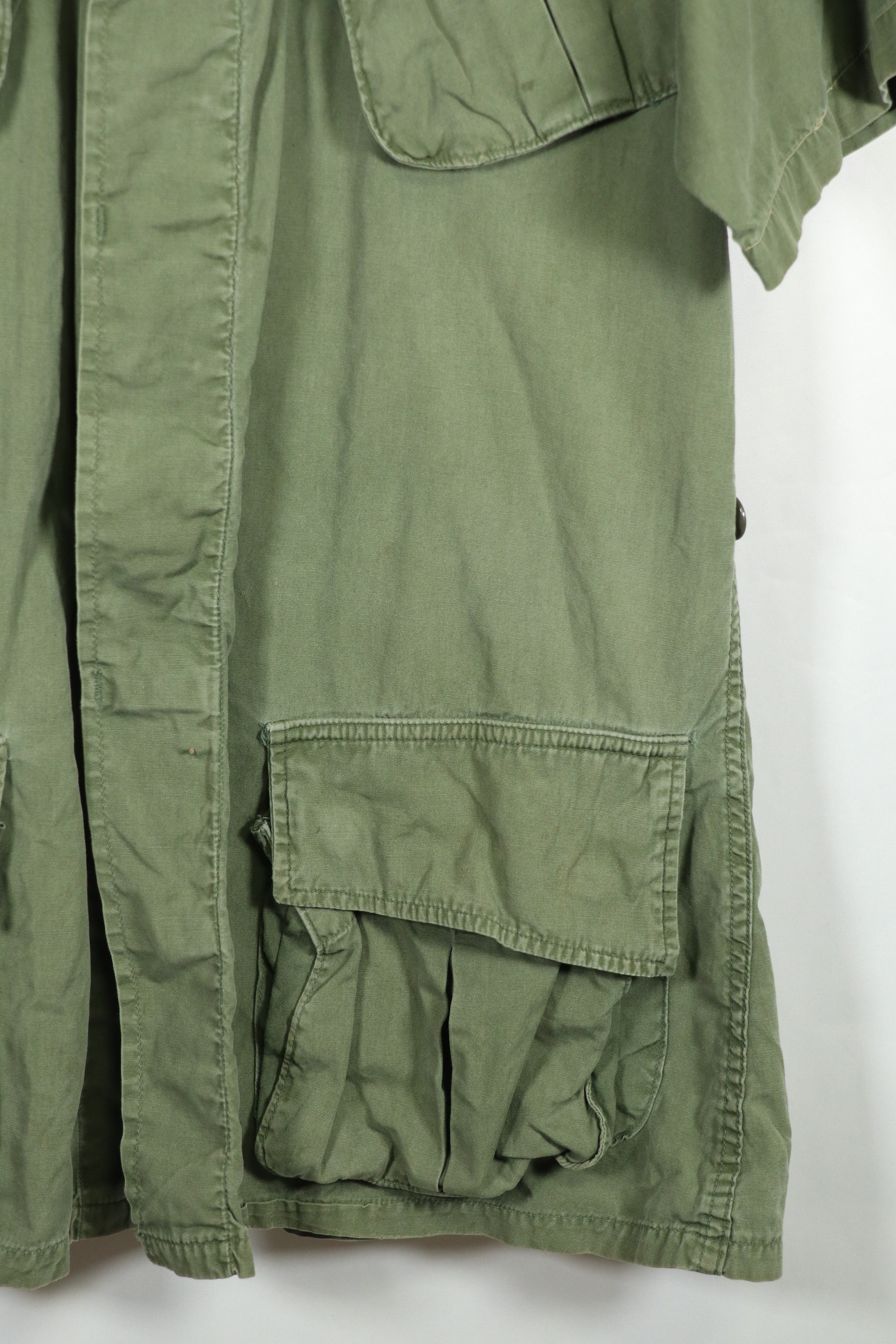 Real 2nd Model Jungle Fatigue Short Sleeve Jacket LONG-MEDIUM Stained and Scratched Used Copy