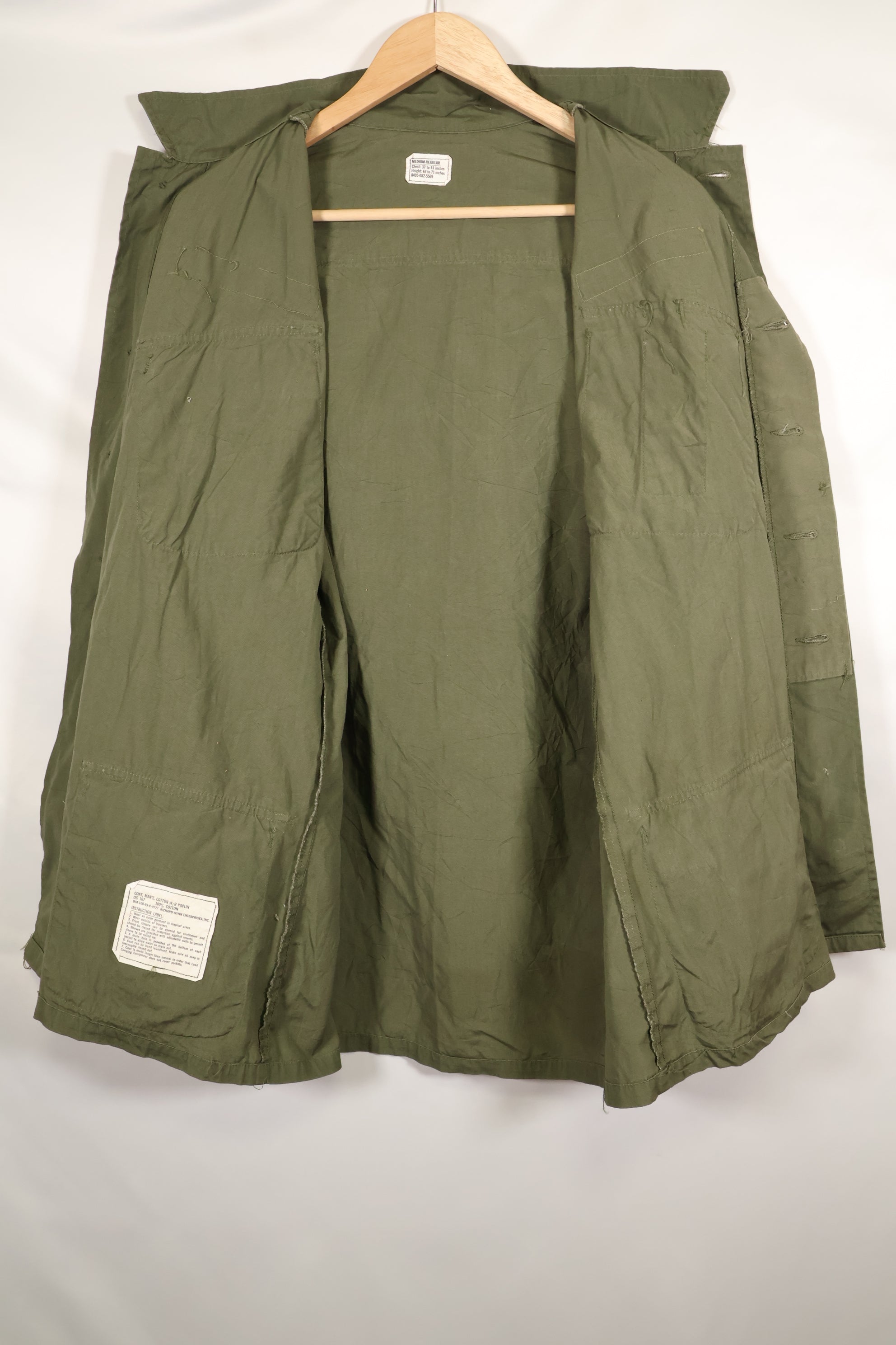 1969 Contract M-R Non Rip 3rd Model Jungle Fatigue Jacket, used, with tape.