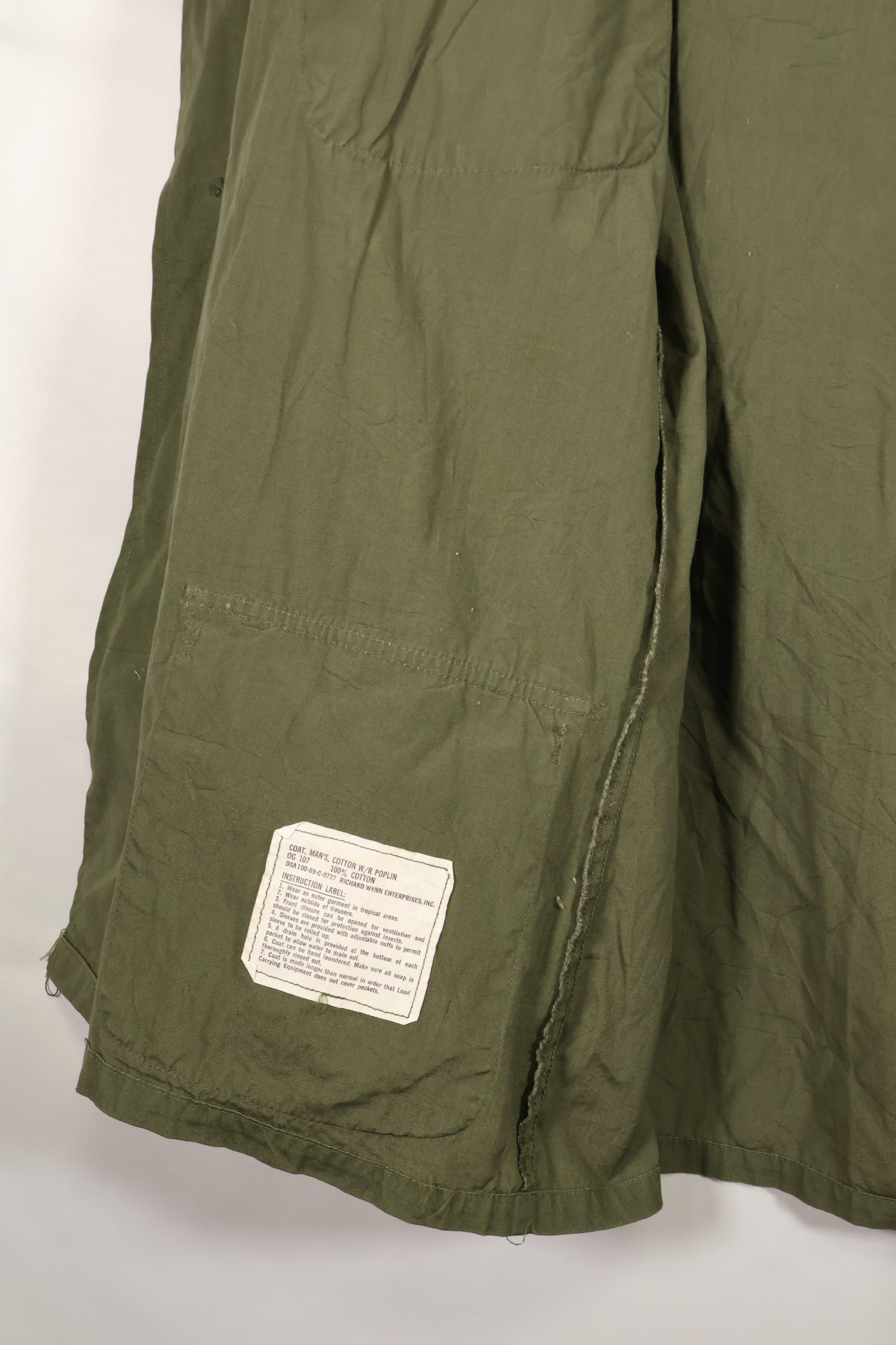 1969 Contract M-R Non Rip 3rd Model Jungle Fatigue Jacket, used, with tape.
