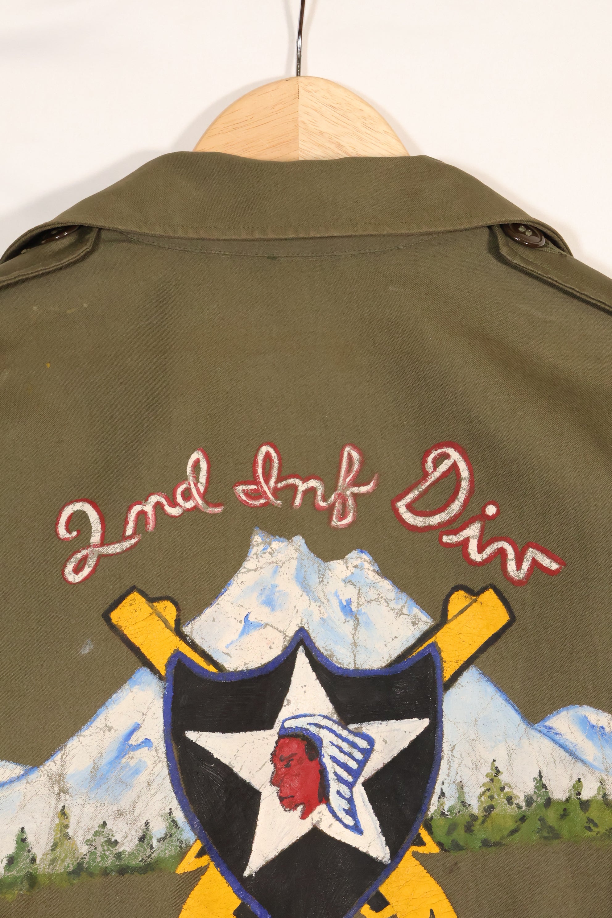 1940s US Army M43 Field Jacket 2nd Inf Custom Painted Jacket, almost unused.