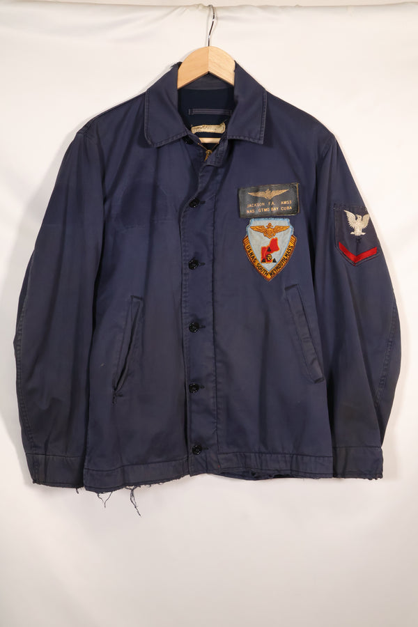 1968 Contract US Navy Anti-Submarine Patrol Mechanic Deck Jacket with locally made patches, used.