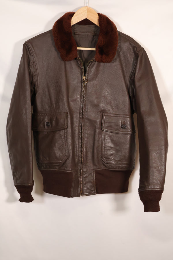 1950s-60s lot US Navy G-1 flight jacket without contract label, used.
