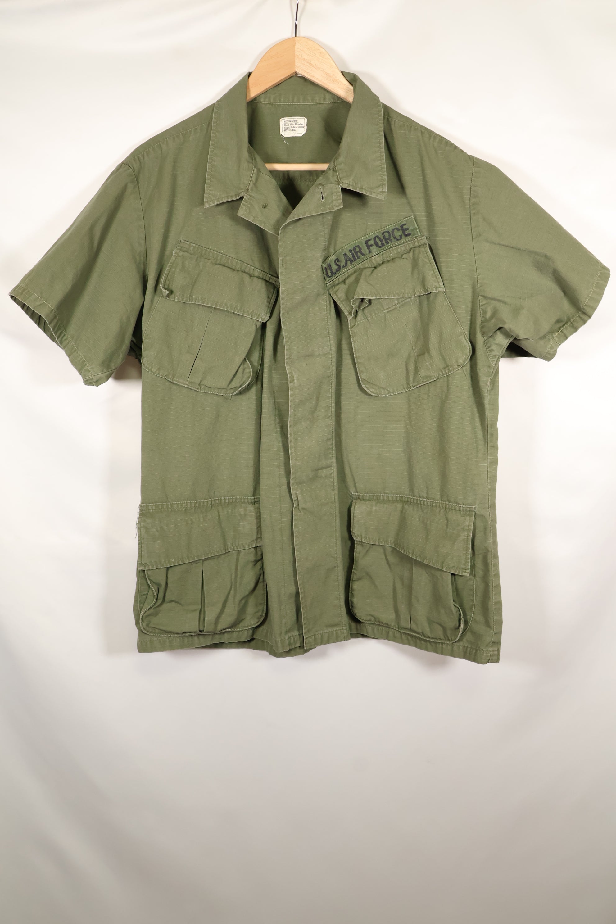 1968 Contract M-S 4th Model Jungle Fatigue Jacket with USAF Tape Short Sleeves Modified Used