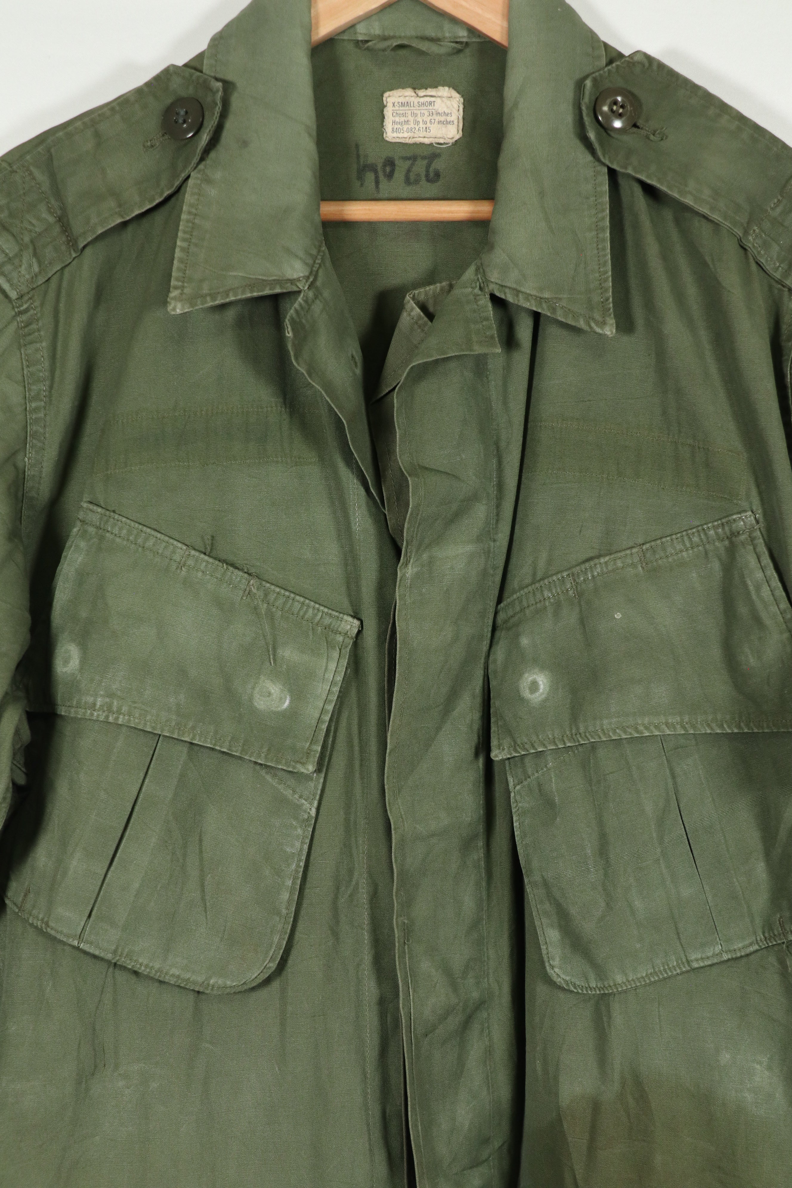 Real 2nd Model Jungle Fatigue Jacket SHORT-X-SMLL, used with fading.