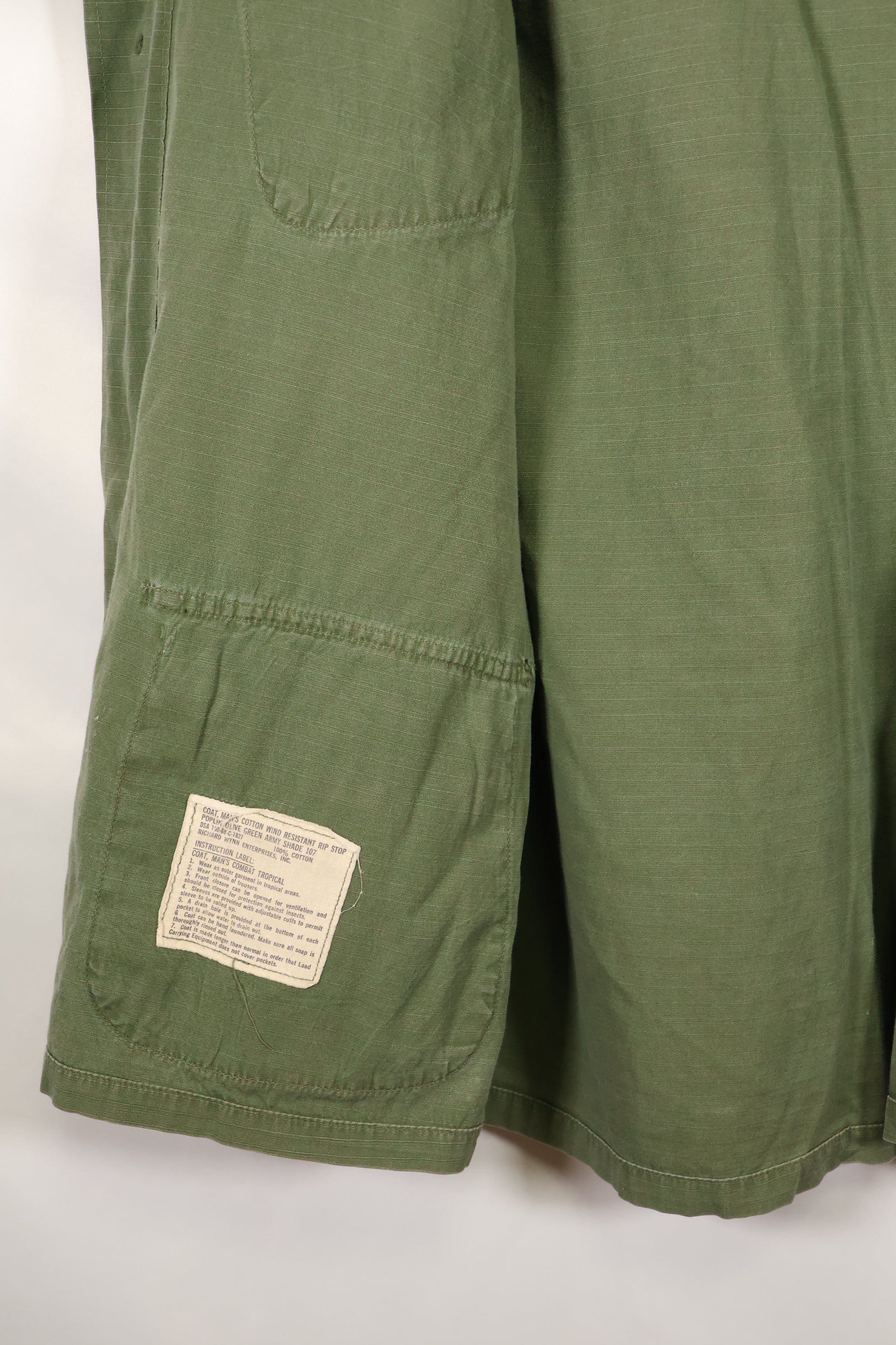 1968 Contract M-S 4th Model Jungle Fatigue Jacket, used, with US ARMY tape.