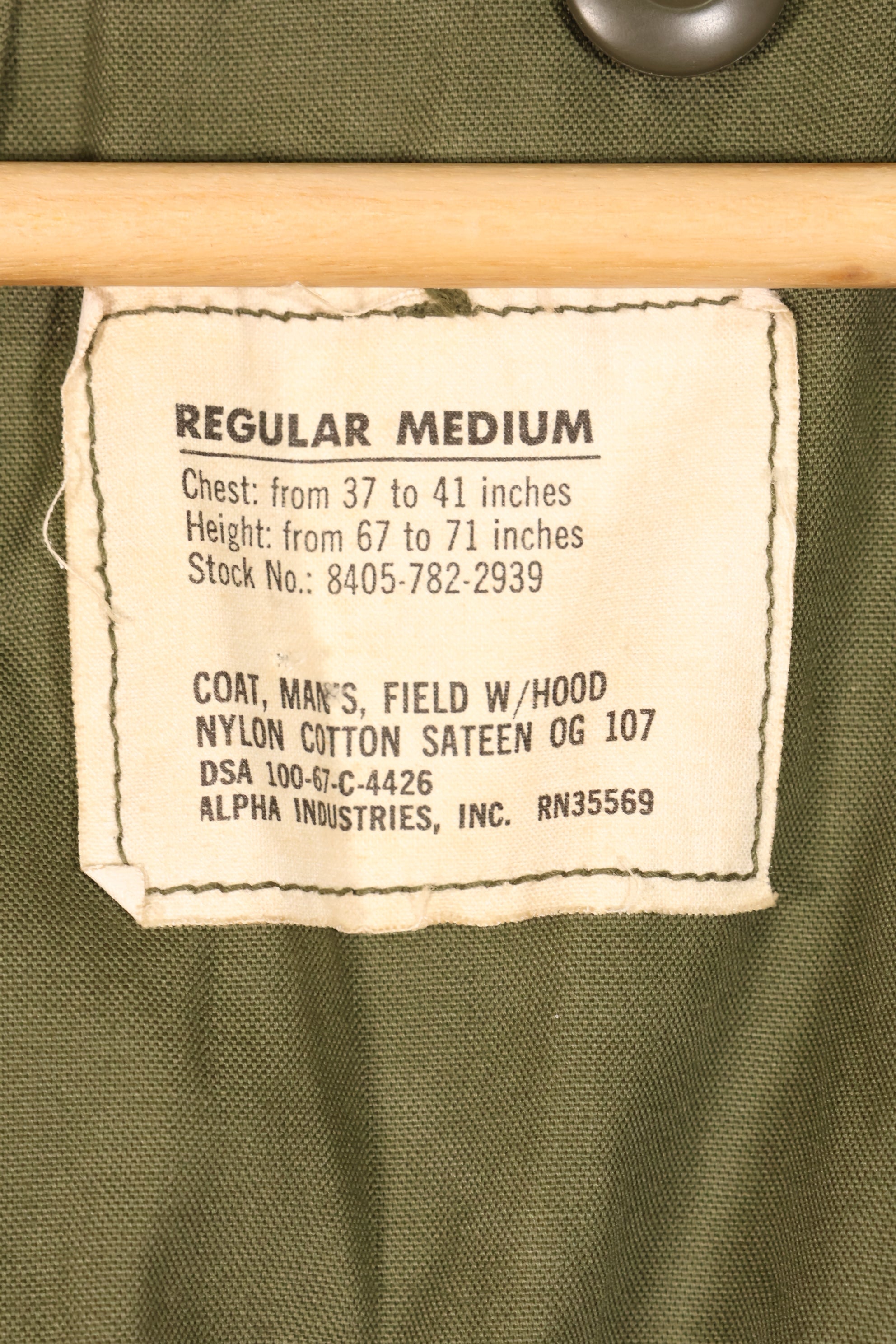 1967 Contract, M-R, U.S. Military, 2nd Model M65 Field Jacket, Aluminum Zipper, With Liner, Used